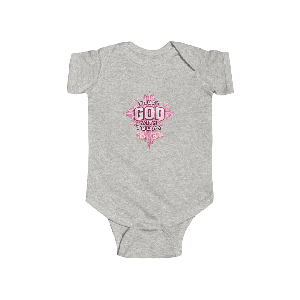 Infant Bodysuit — "Trust God Today" Pink Cross Baby Onesie