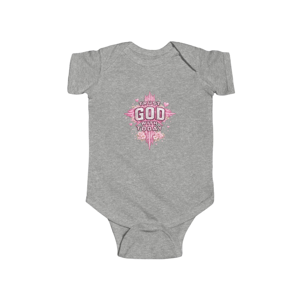 Infant Bodysuit — "Trust God Today" Pink Cross Baby Onesie