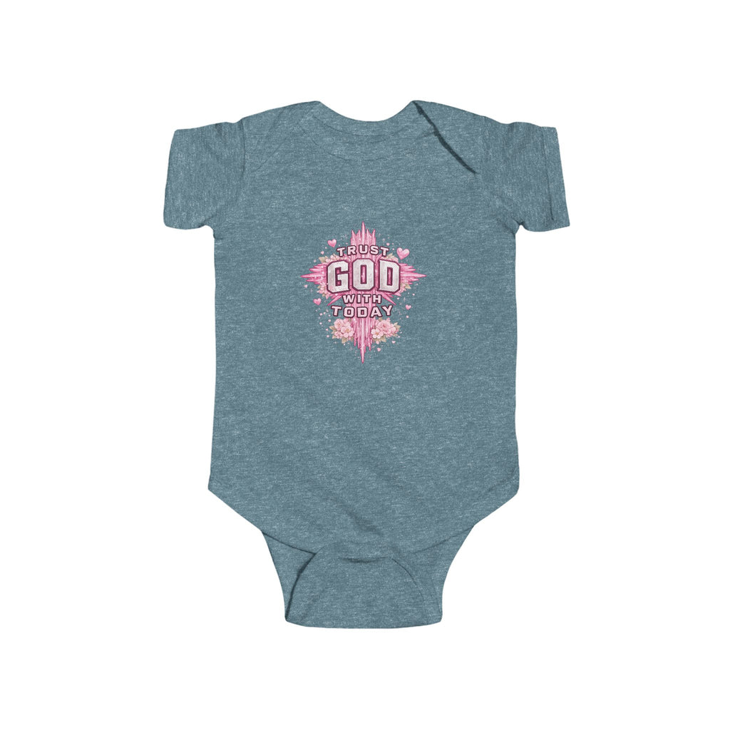 Infant Bodysuit — "Trust God Today" Pink Cross Baby Onesie