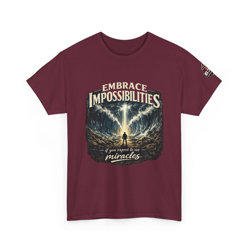 Moses Parting the Red Sea Tee — "Embrace Impossibilities" Inspirational Christian T‑Shirt