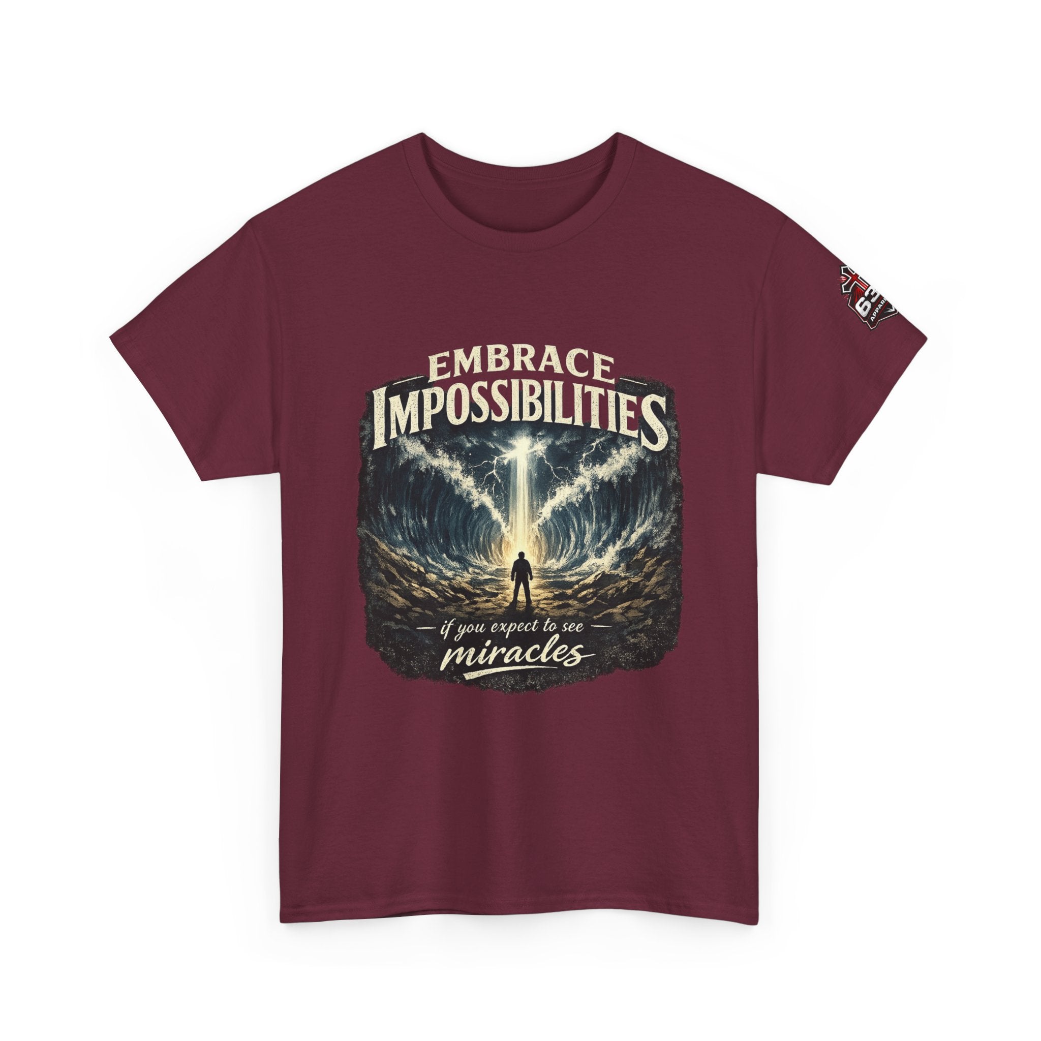 Moses Parting the Red Sea Tee — "Embrace Impossibilities" Inspirational Christian T‑Shirt