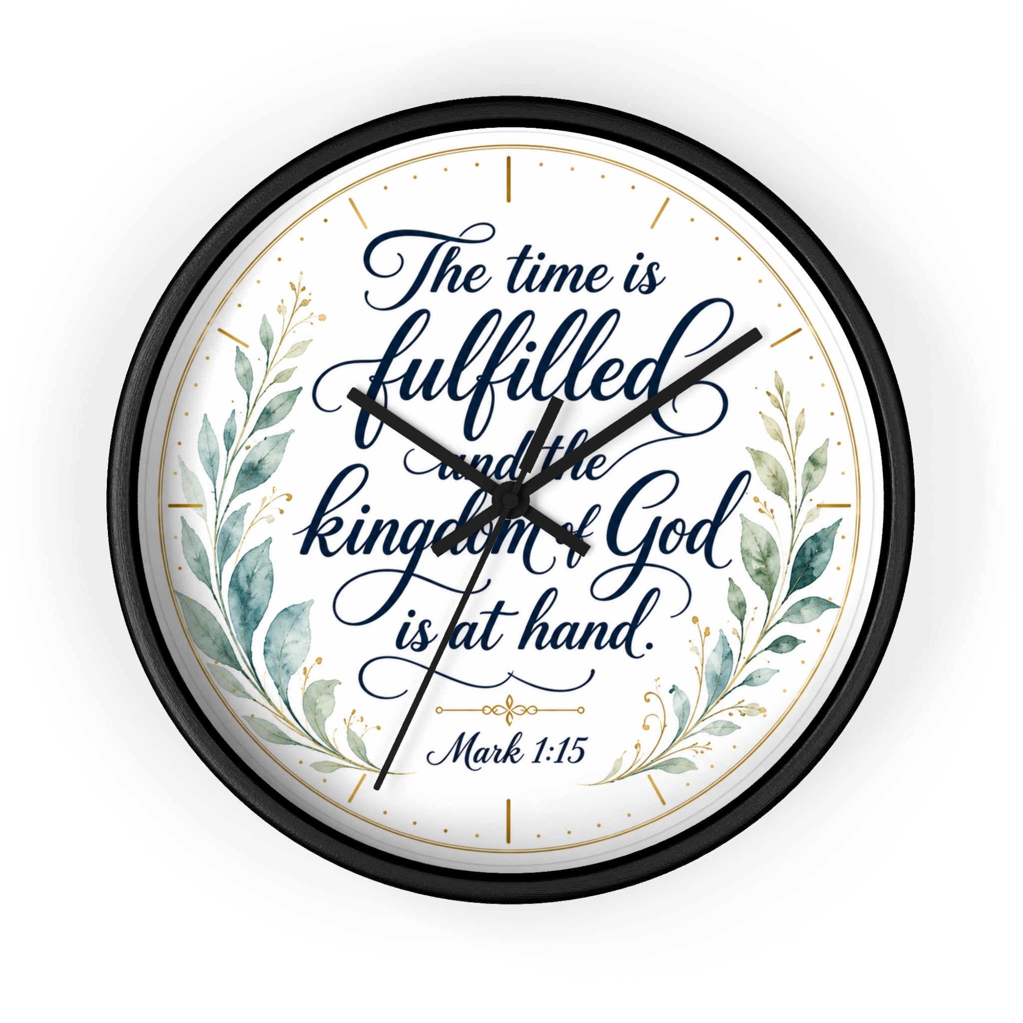 Mark 1:15 Elegant Wall Clock — Simple Christian Scripture Timepiece