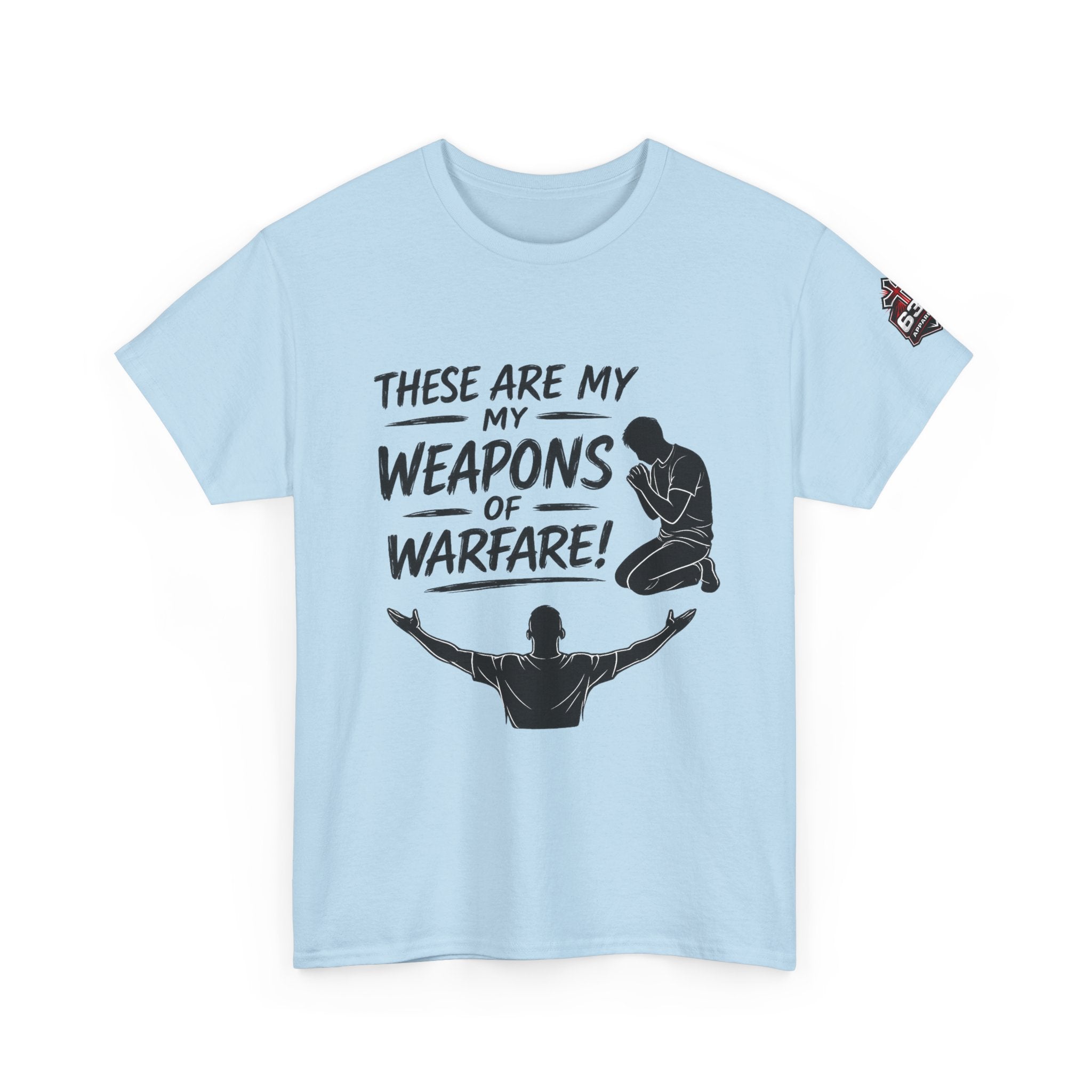 Worship & Prayer Tee — "These Are My Weapons of Warfare" Christian T-Shirt