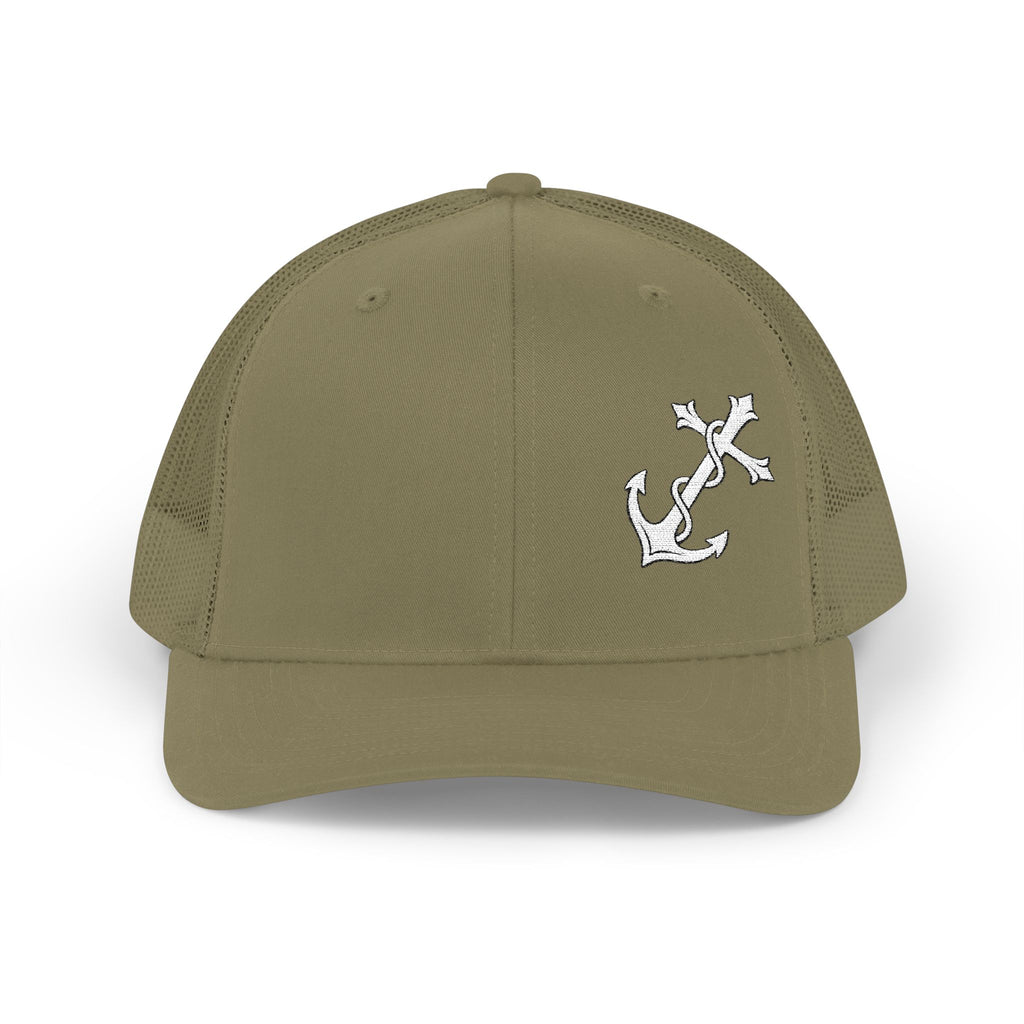 Christian Anchor Cross Snapback Trucker Cap – "Jesus is Our Anchor"