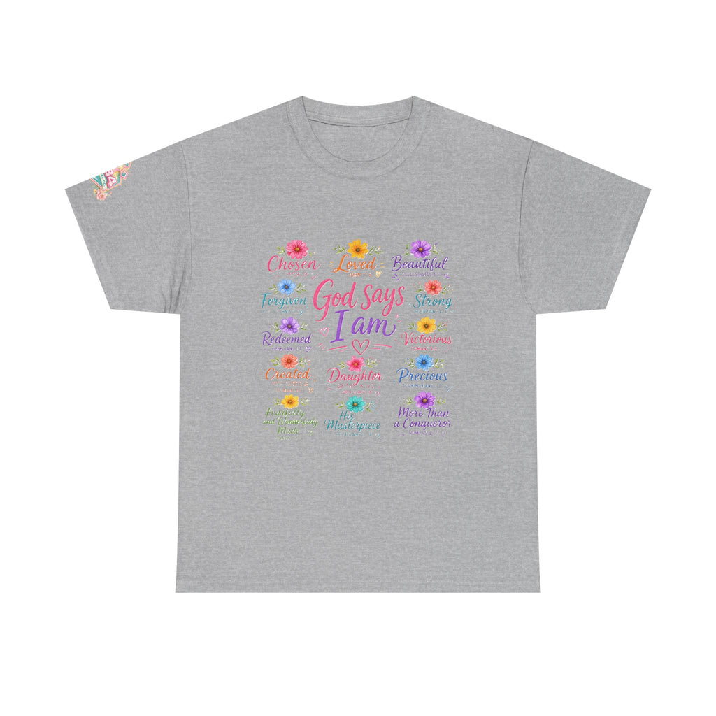Encouraged by God Floral Tee — What God Says We Are Inspirational Women Shirt
