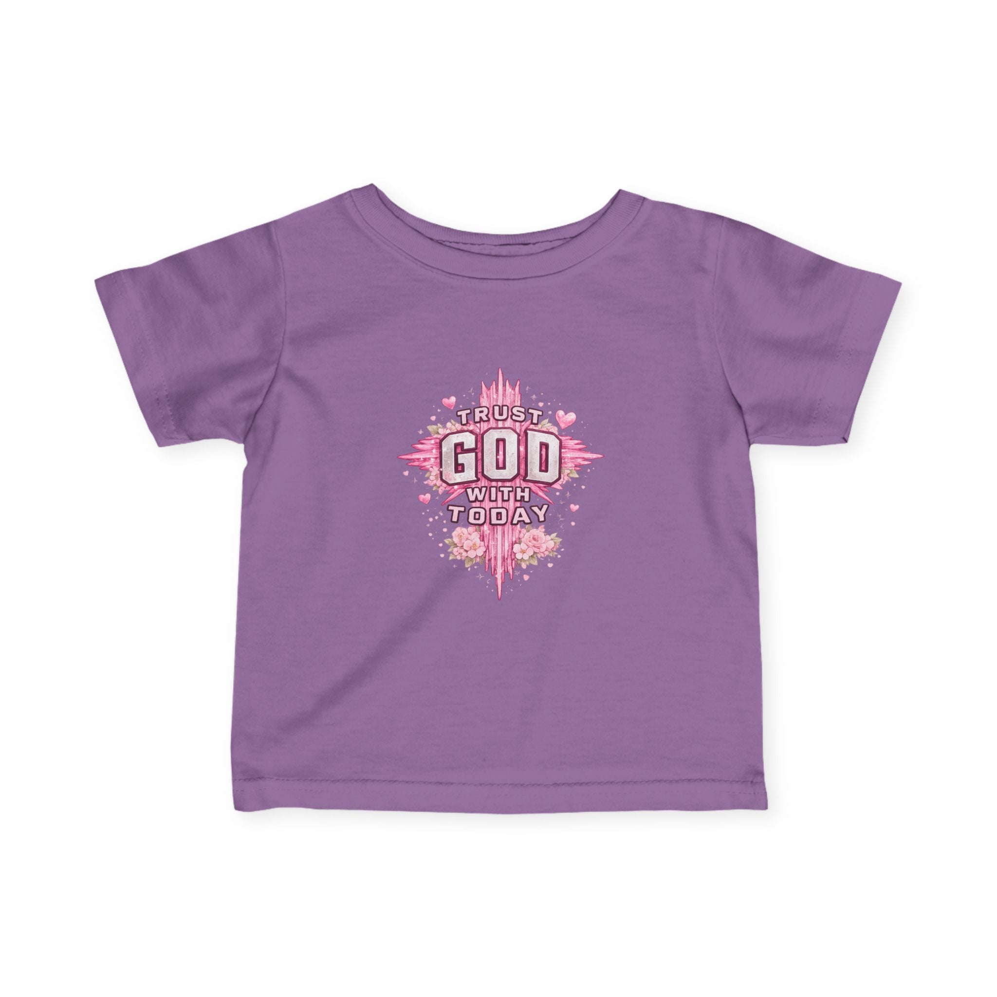 Infant Tee — Pink Cross "Trust God for Today"