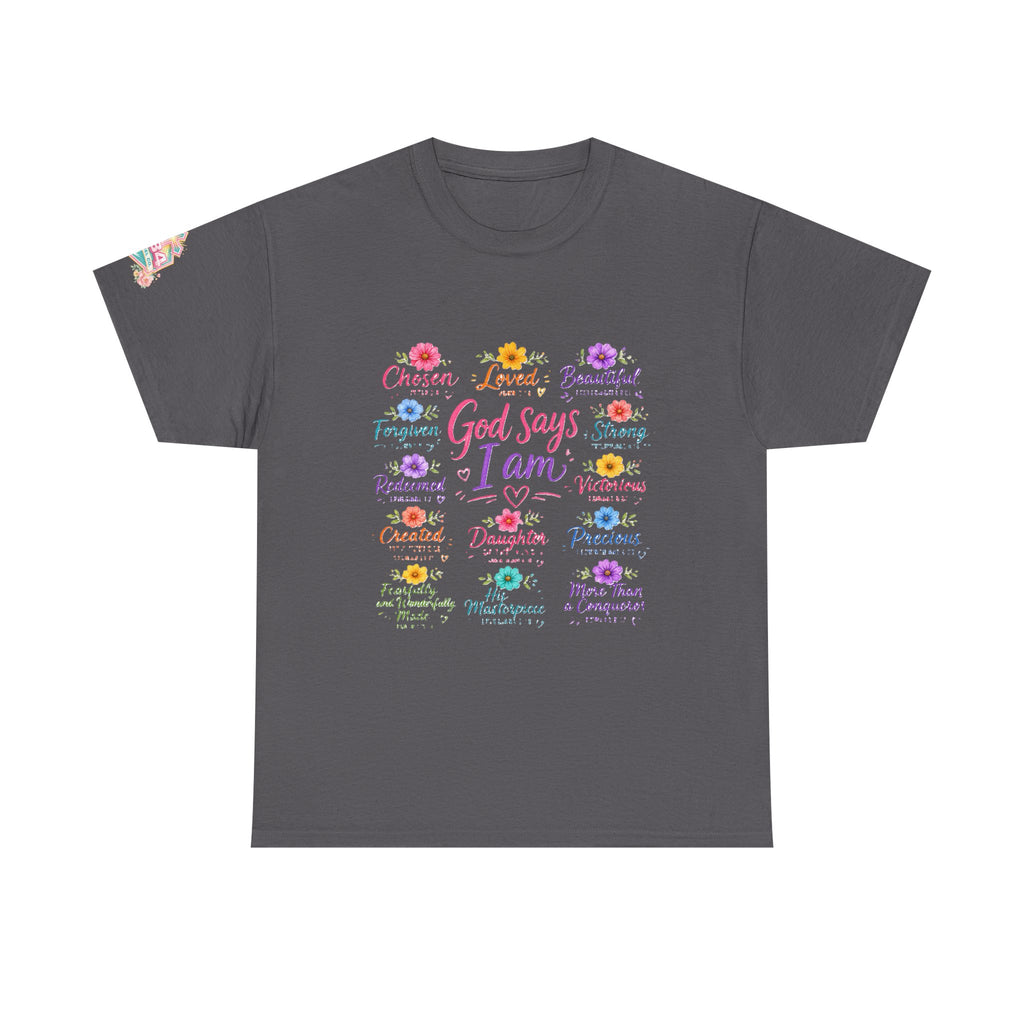 Encouraged by God Floral Tee — What God Says We Are Inspirational Women Shirt