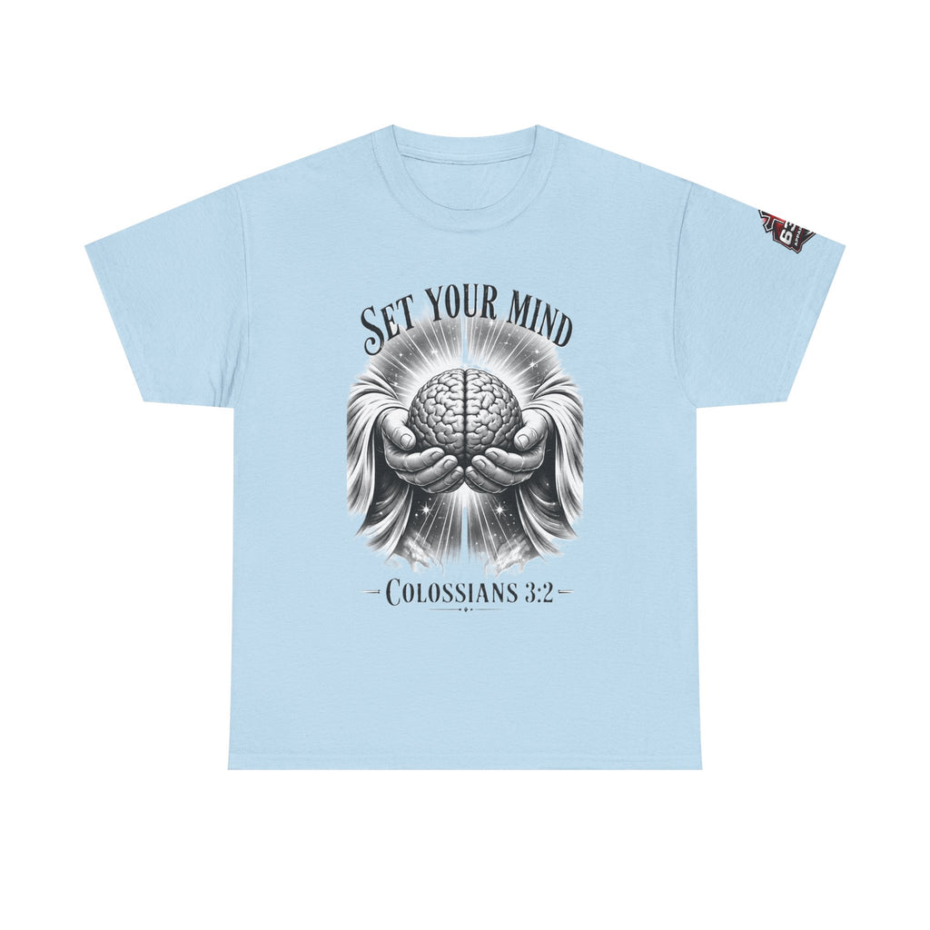 Set Your Mind Colossians Tee — Brain in God’s Hands Christian T‑Shirt