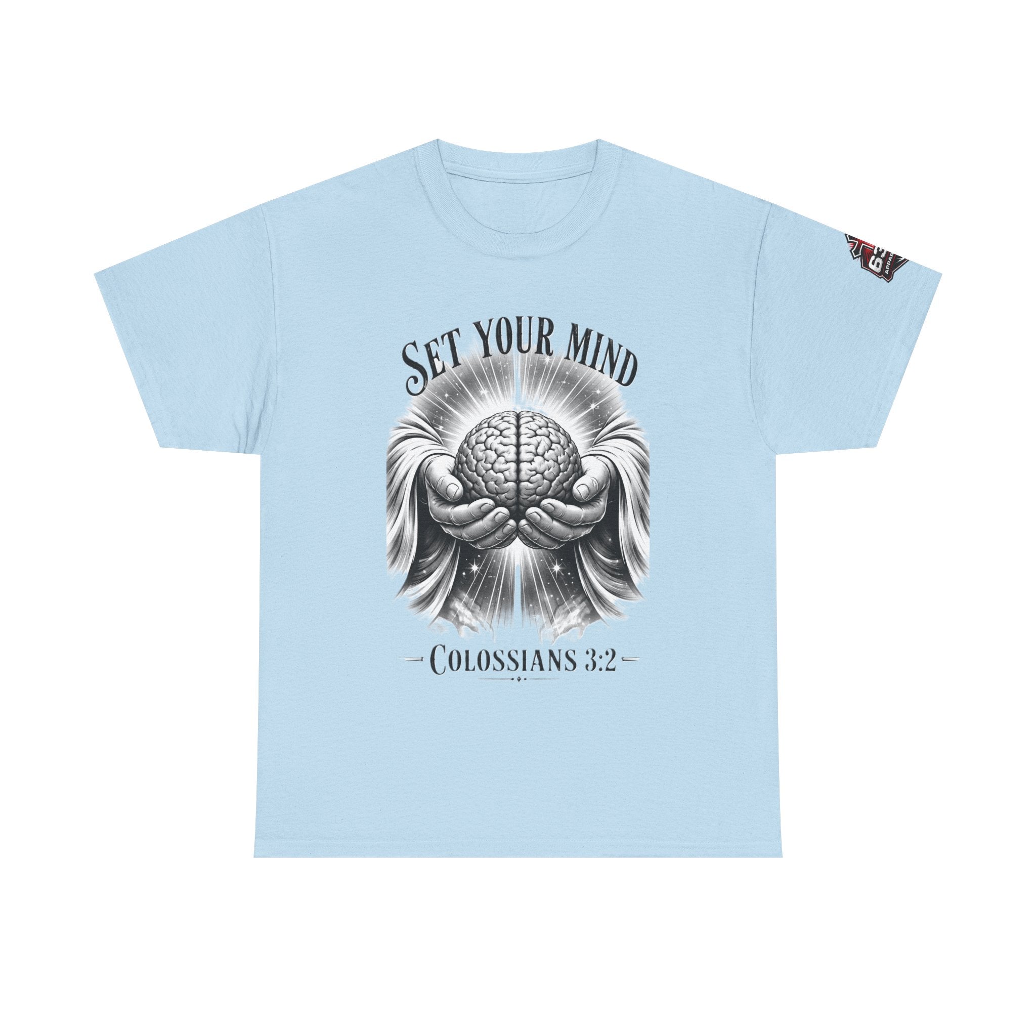 Set Your Mind Colossians Tee — Brain in God’s Hands Christian T‑Shirt