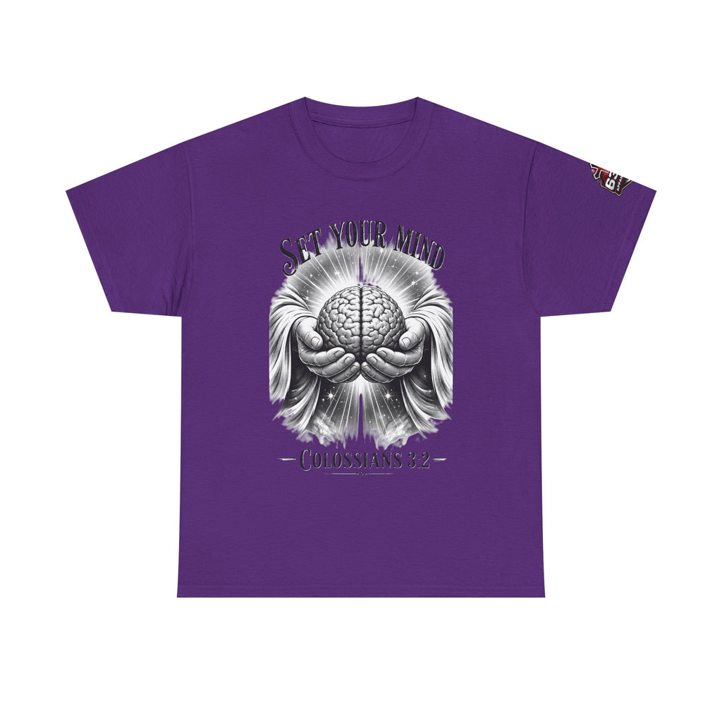 Set Your Mind Colossians Tee — Brain in God’s Hands Christian T‑Shirt