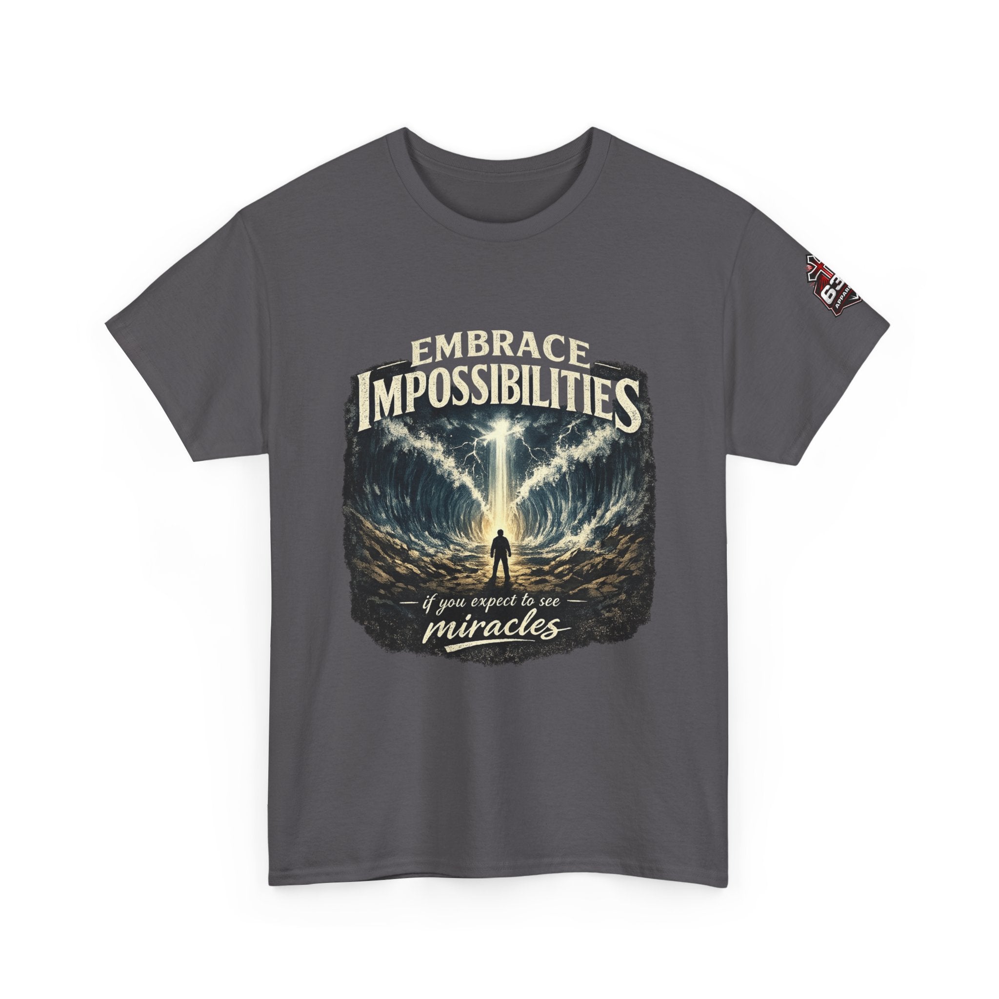 Moses Parting the Red Sea Tee — "Embrace Impossibilities" Inspirational Christian T‑Shirt