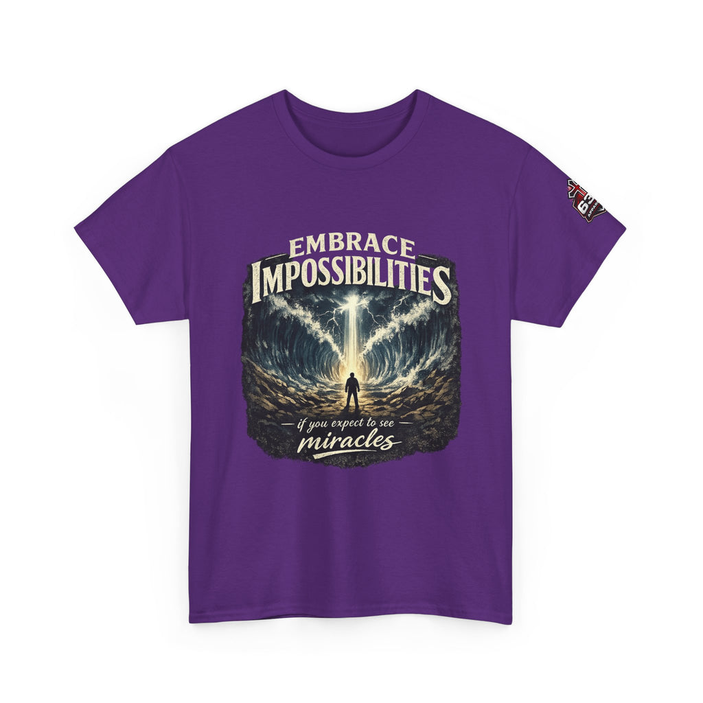 Moses Parting the Red Sea Tee — "Embrace Impossibilities" Inspirational Christian T‑Shirt