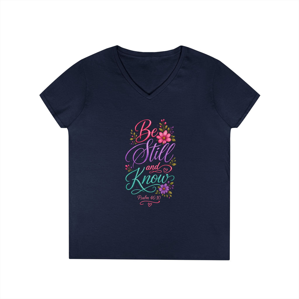 Be Still and Know Floral V-Neck T-Shirt