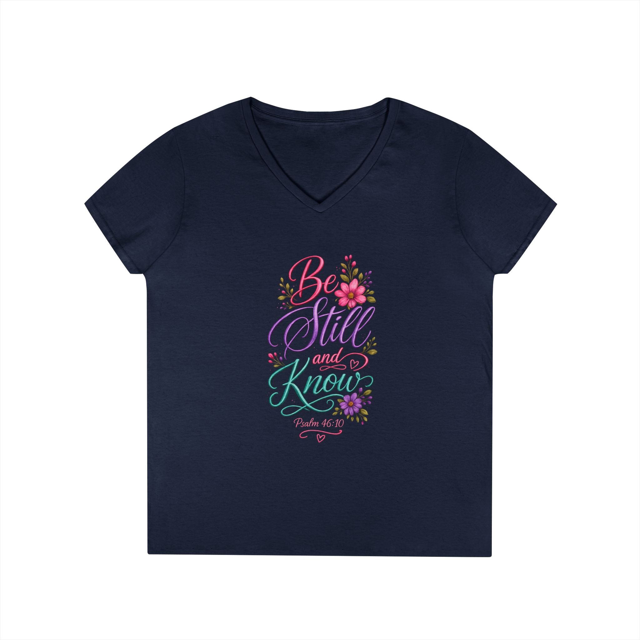 Be Still and Know Floral V-Neck T-Shirt