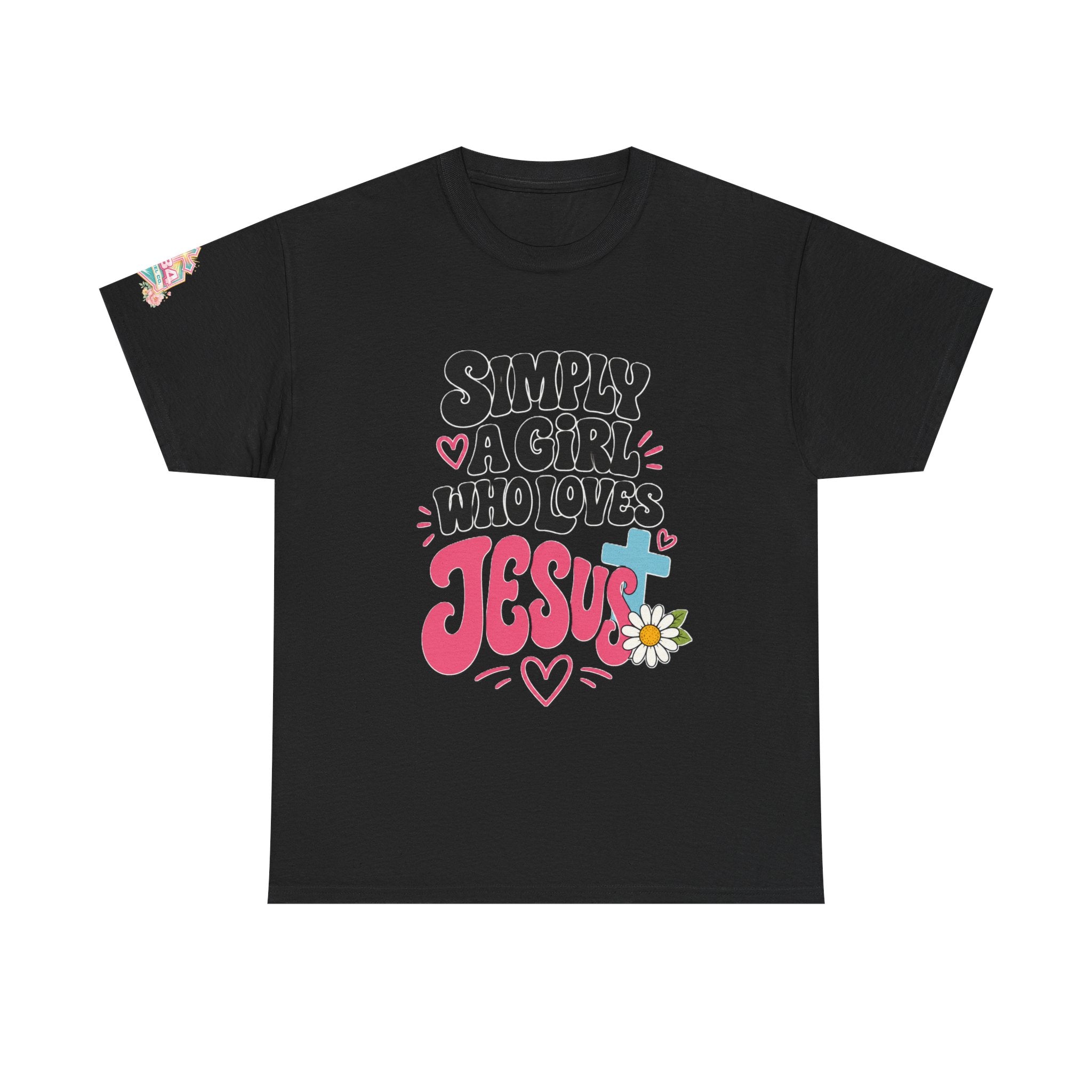Girl Who Loves Jesus Floral Tee — Bright Colorful Christian Faith Shirt