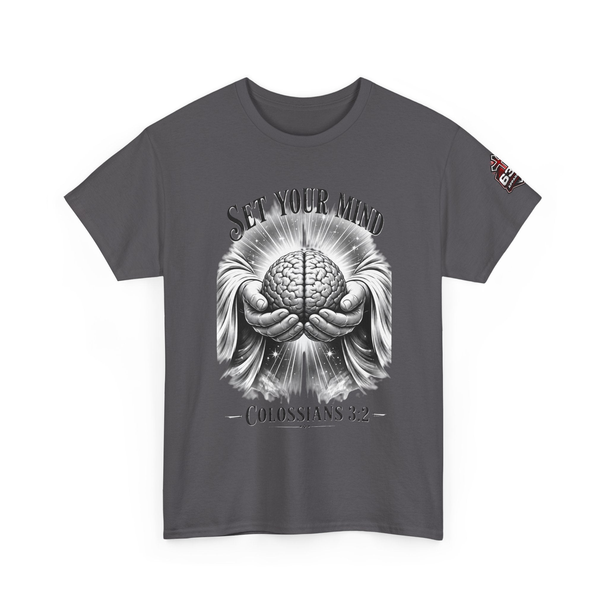Set Your Mind Colossians Tee — Brain in God’s Hands Christian T‑Shirt