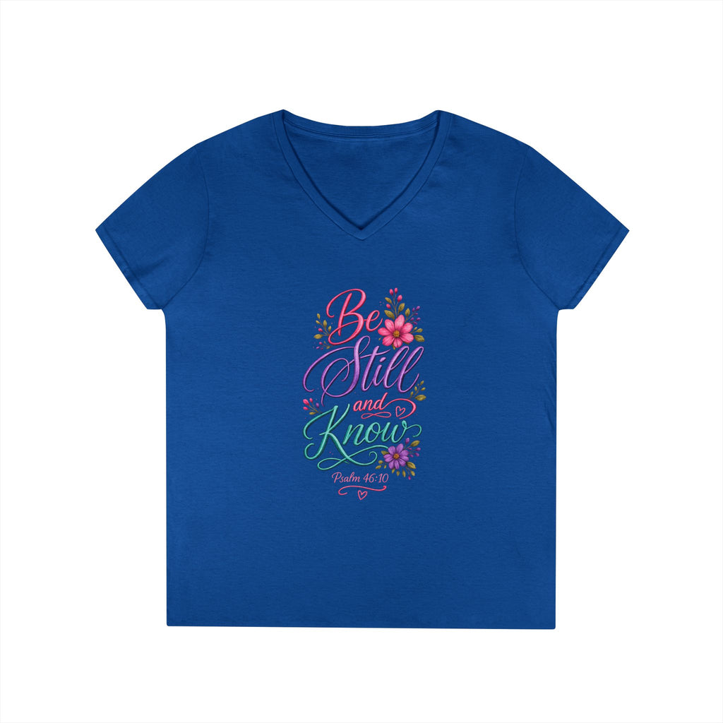Be Still and Know Floral V-Neck T-Shirt