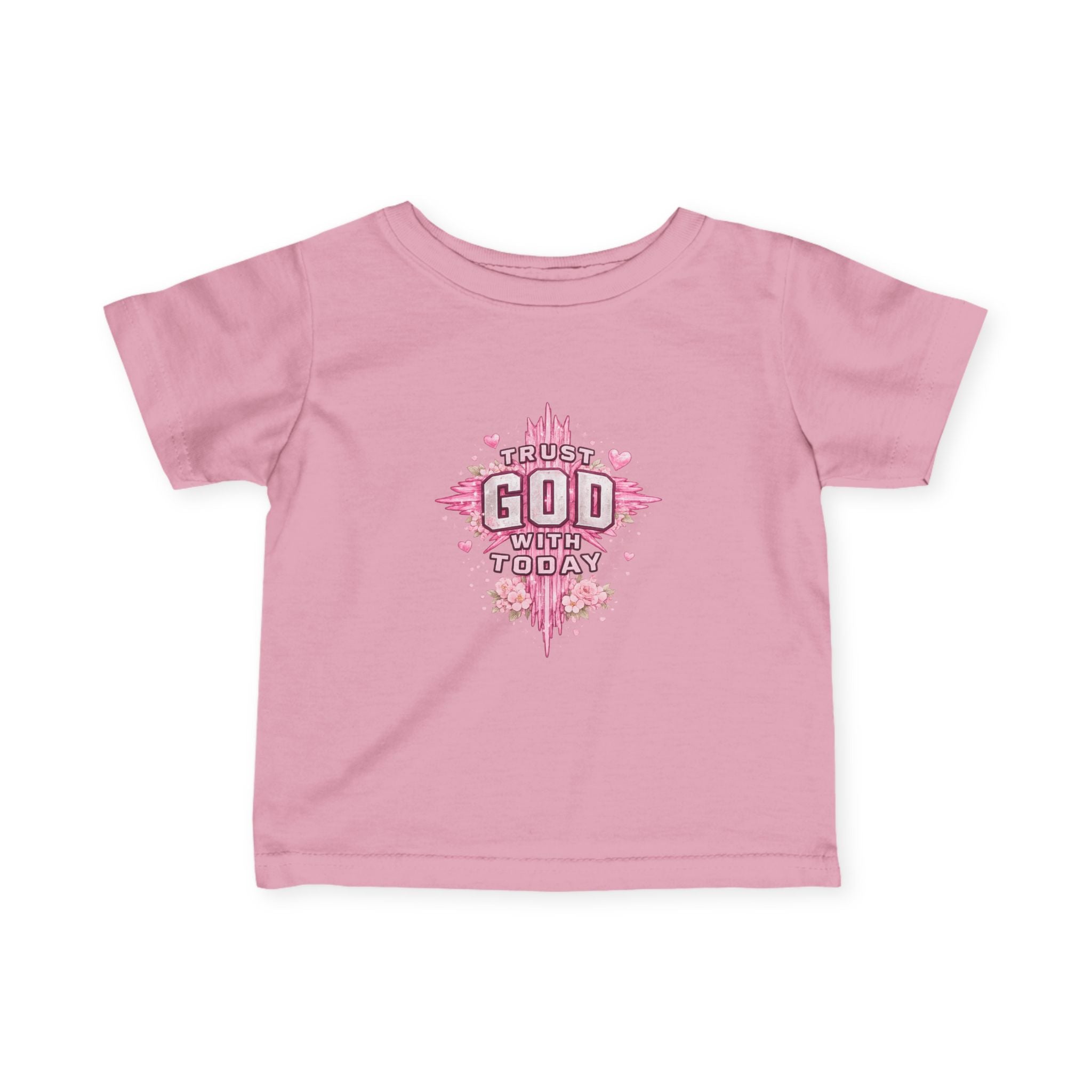 Infant Tee — Pink Cross "Trust God for Today"