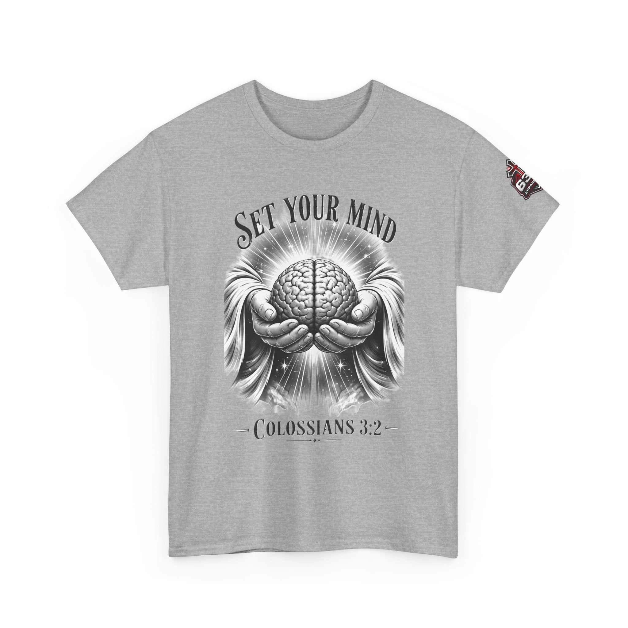 Set Your Mind Colossians Tee — Brain in God’s Hands Christian T‑Shirt