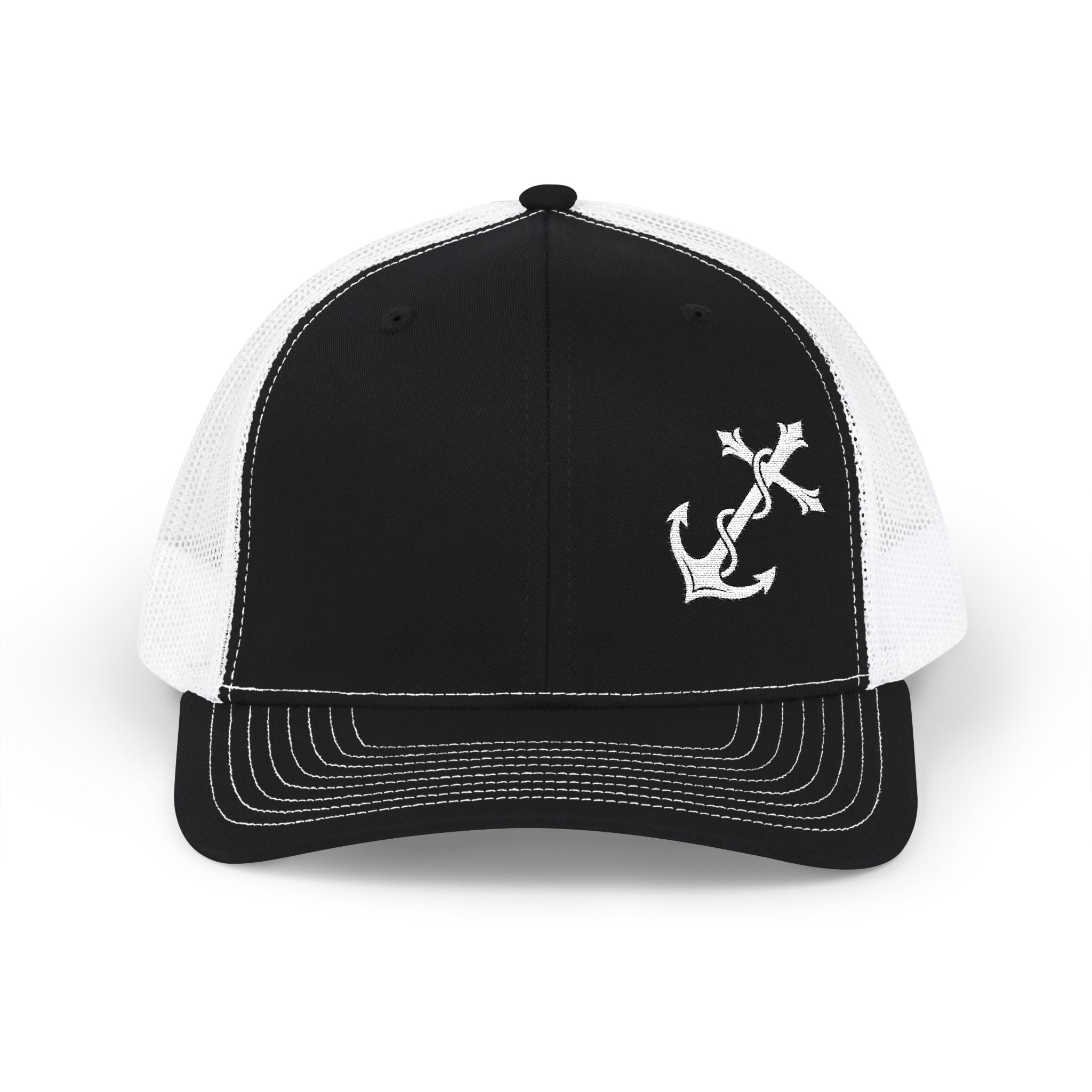Christian Anchor Cross Snapback Trucker Cap – "Jesus is Our Anchor"