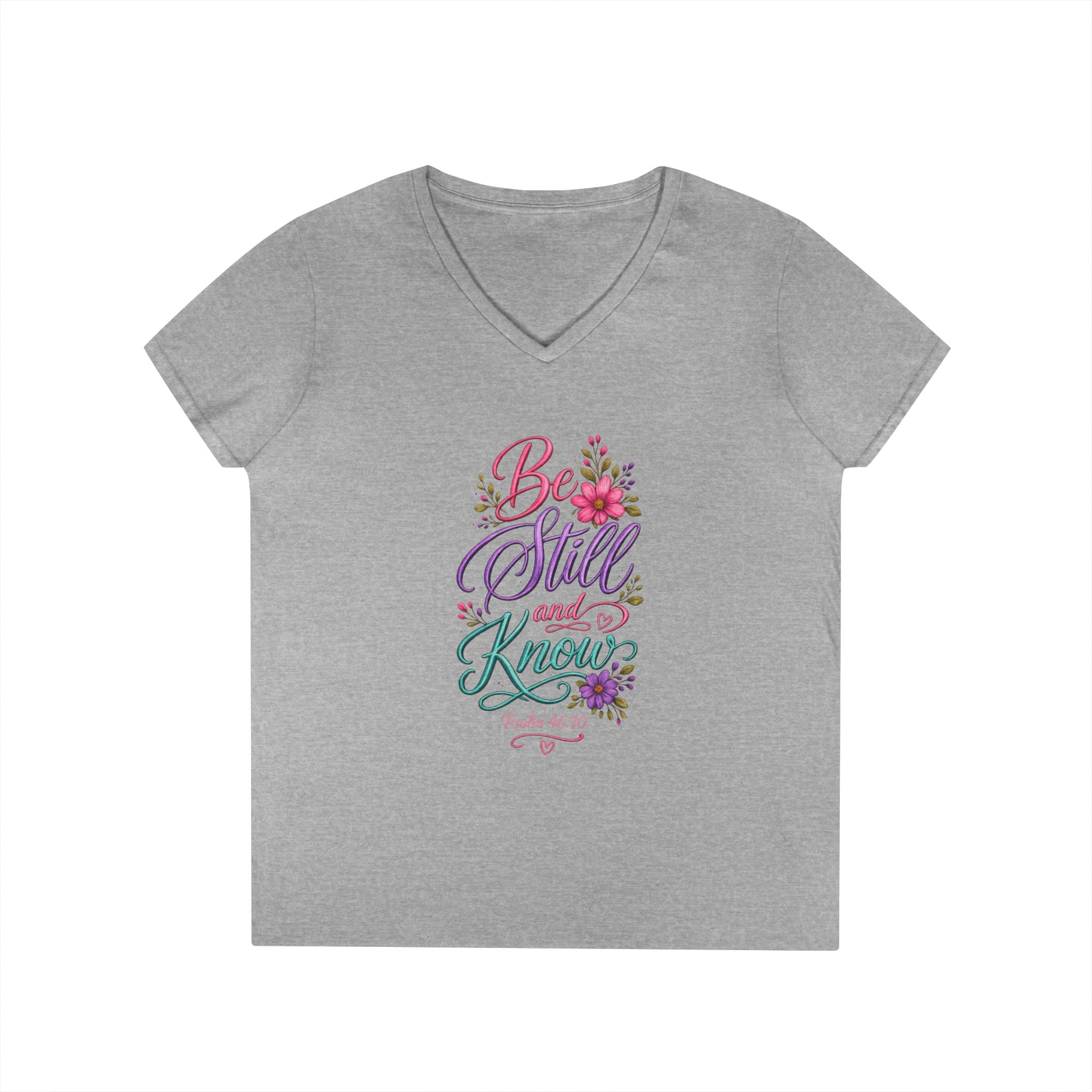 Be Still and Know Floral V-Neck T-Shirt