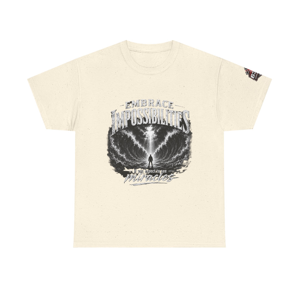 Moses Parting the Red Sea Tee — "Embrace Impossibilities" Inspirational Christian T‑Shirt