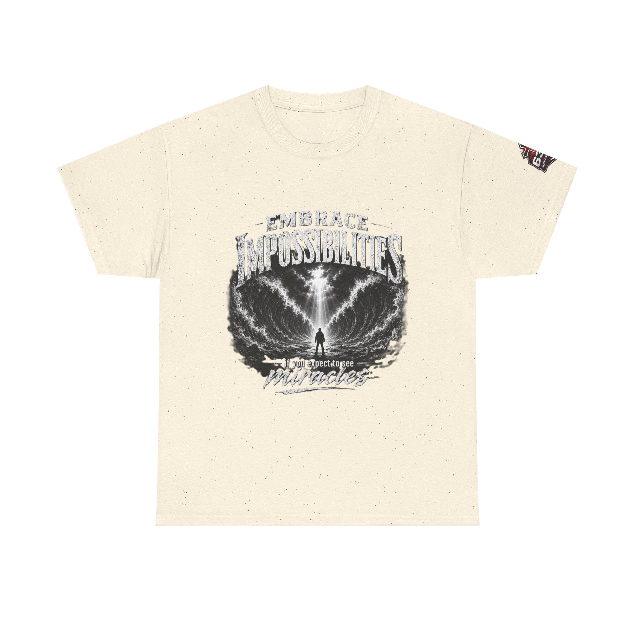 Moses Parting the Red Sea Tee — "Embrace Impossibilities" Inspirational Christian T‑Shirt