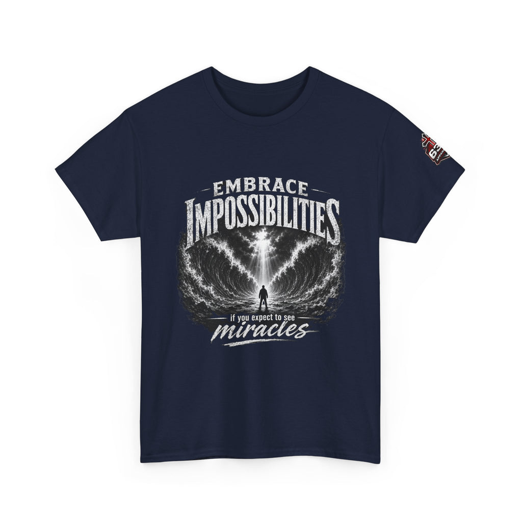 Moses Parting the Red Sea Tee — "Embrace Impossibilities" Inspirational Christian T‑Shirt