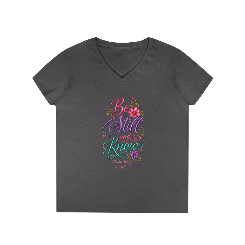 Be Still and Know Floral V-Neck T-Shirt
