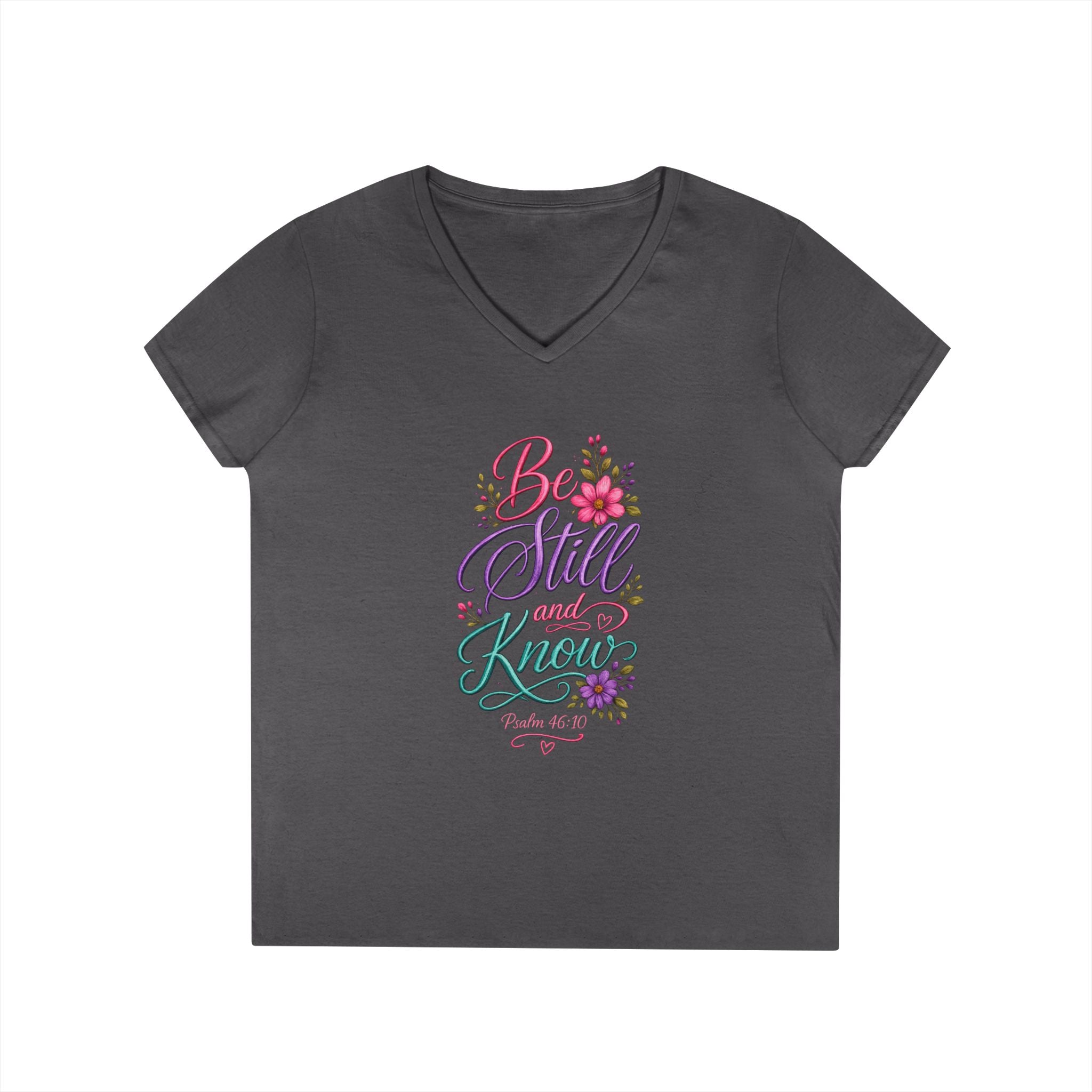 Be Still and Know Floral V-Neck T-Shirt