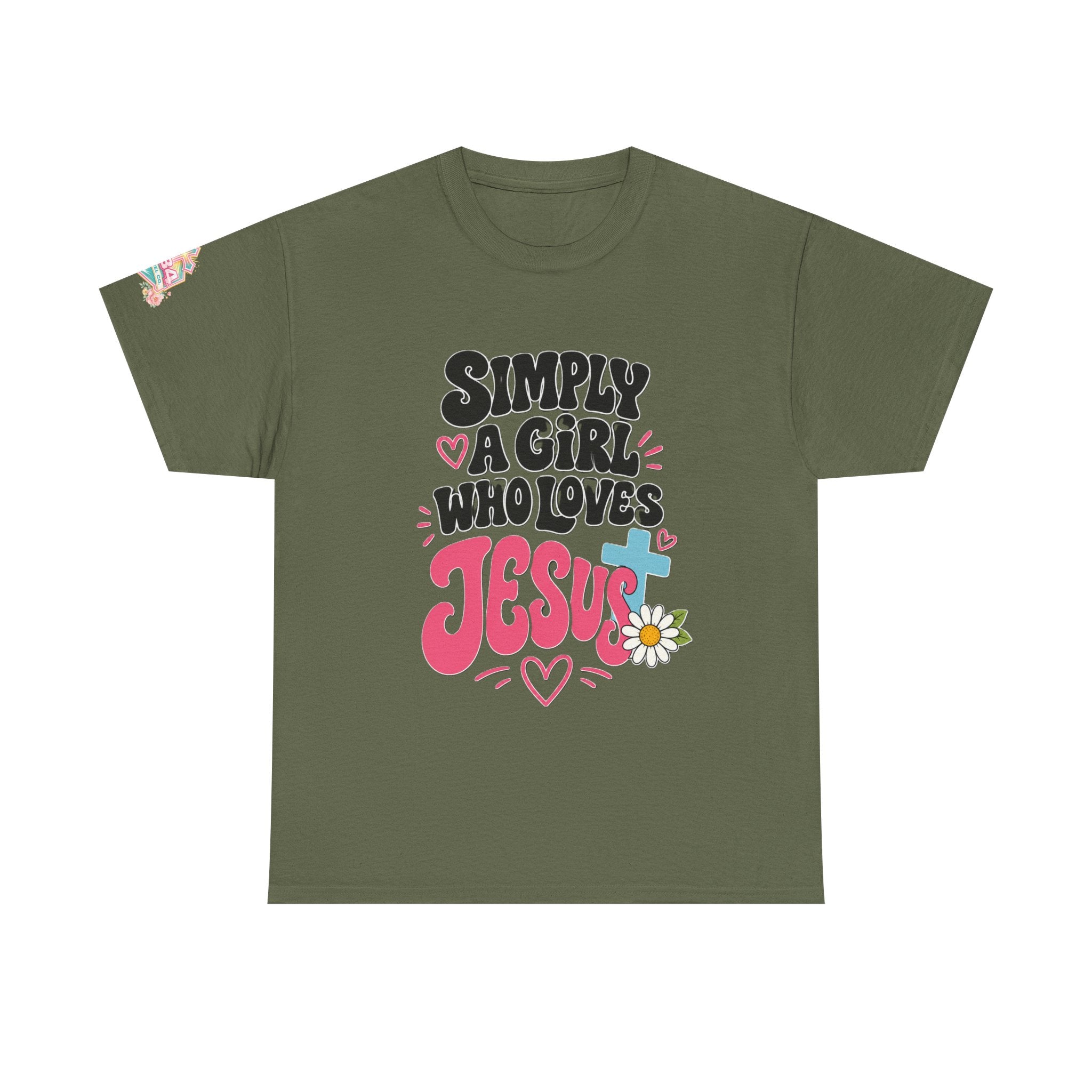 Girl Who Loves Jesus Floral Tee — Bright Colorful Christian Faith Shirt