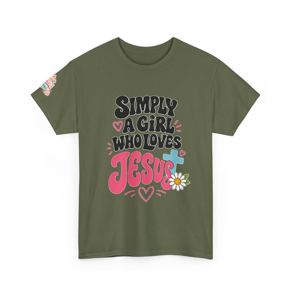 Girl Who Loves Jesus Floral Tee — Bright Colorful Christian Faith Shirt