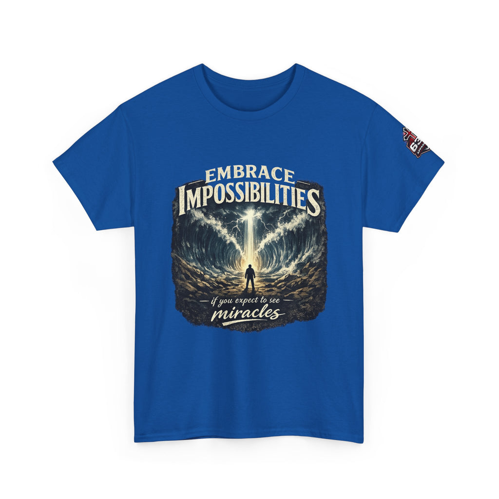 Moses Parting the Red Sea Tee — "Embrace Impossibilities" Inspirational Christian T‑Shirt