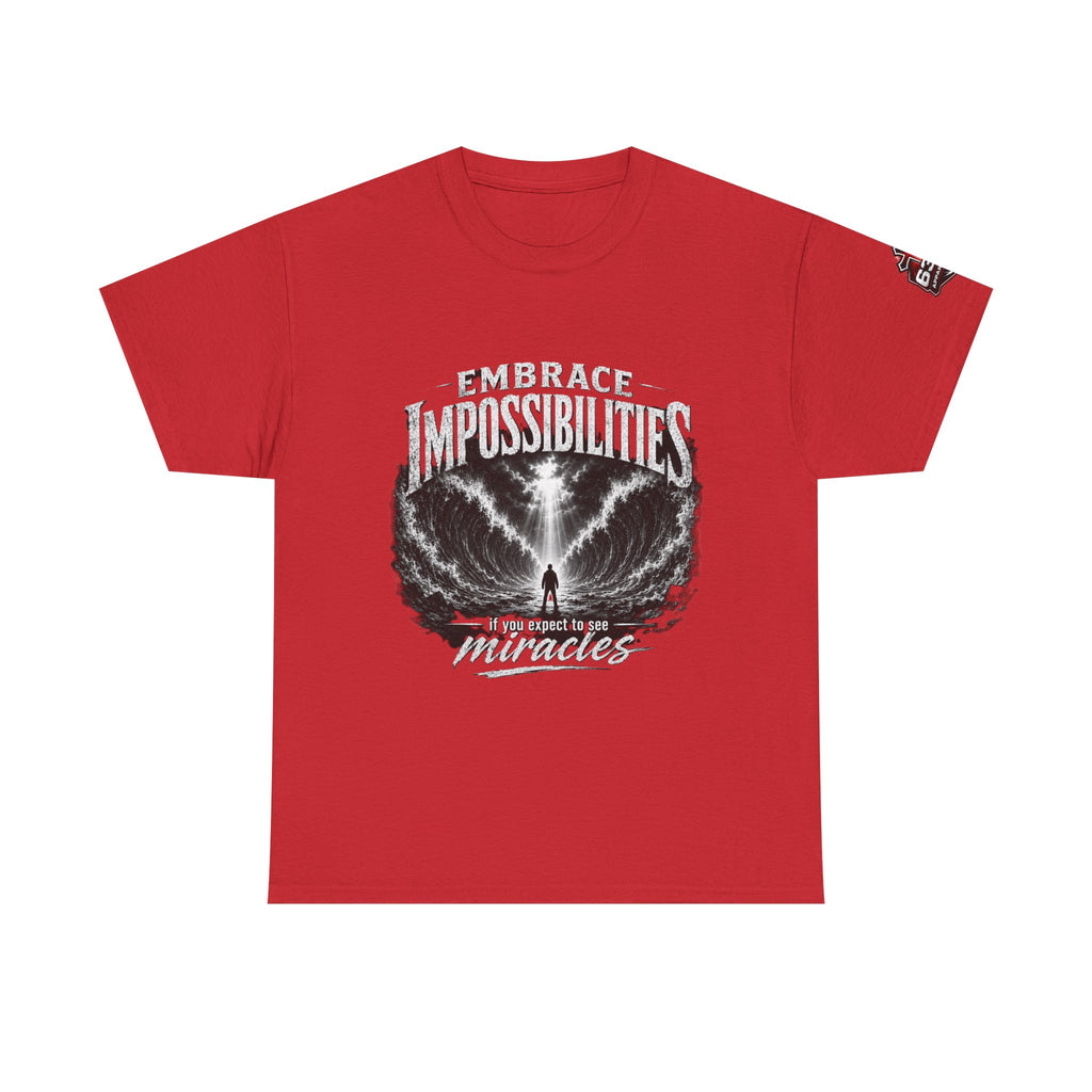 Moses Parting the Red Sea Tee — "Embrace Impossibilities" Inspirational Christian T‑Shirt