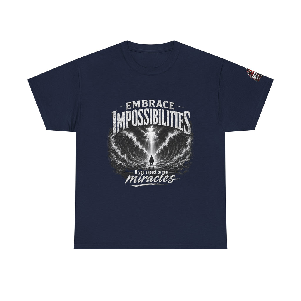 Moses Parting the Red Sea Tee — "Embrace Impossibilities" Inspirational Christian T‑Shirt