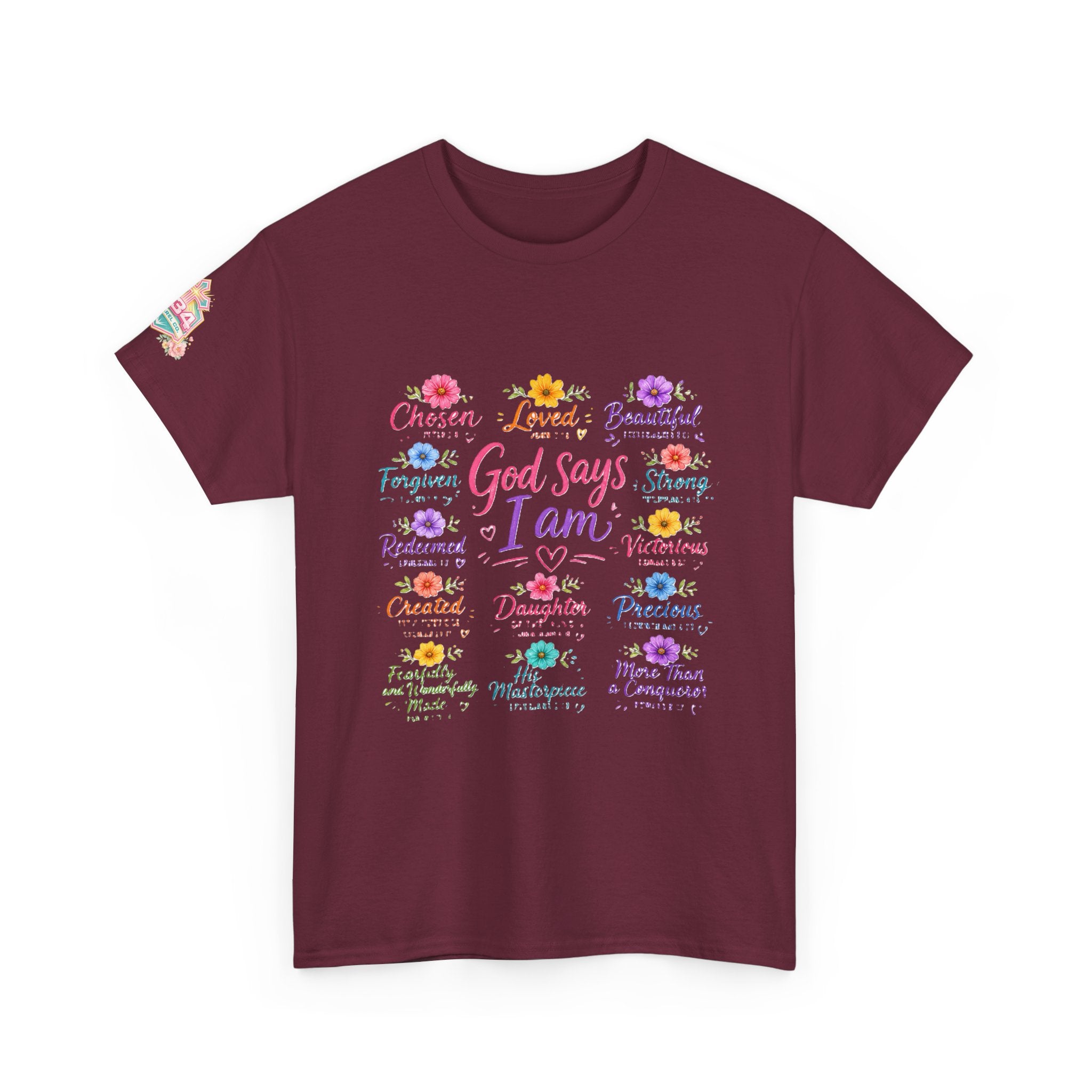 Encouraged by God Floral Tee — What God Says We Are Inspirational Women Shirt