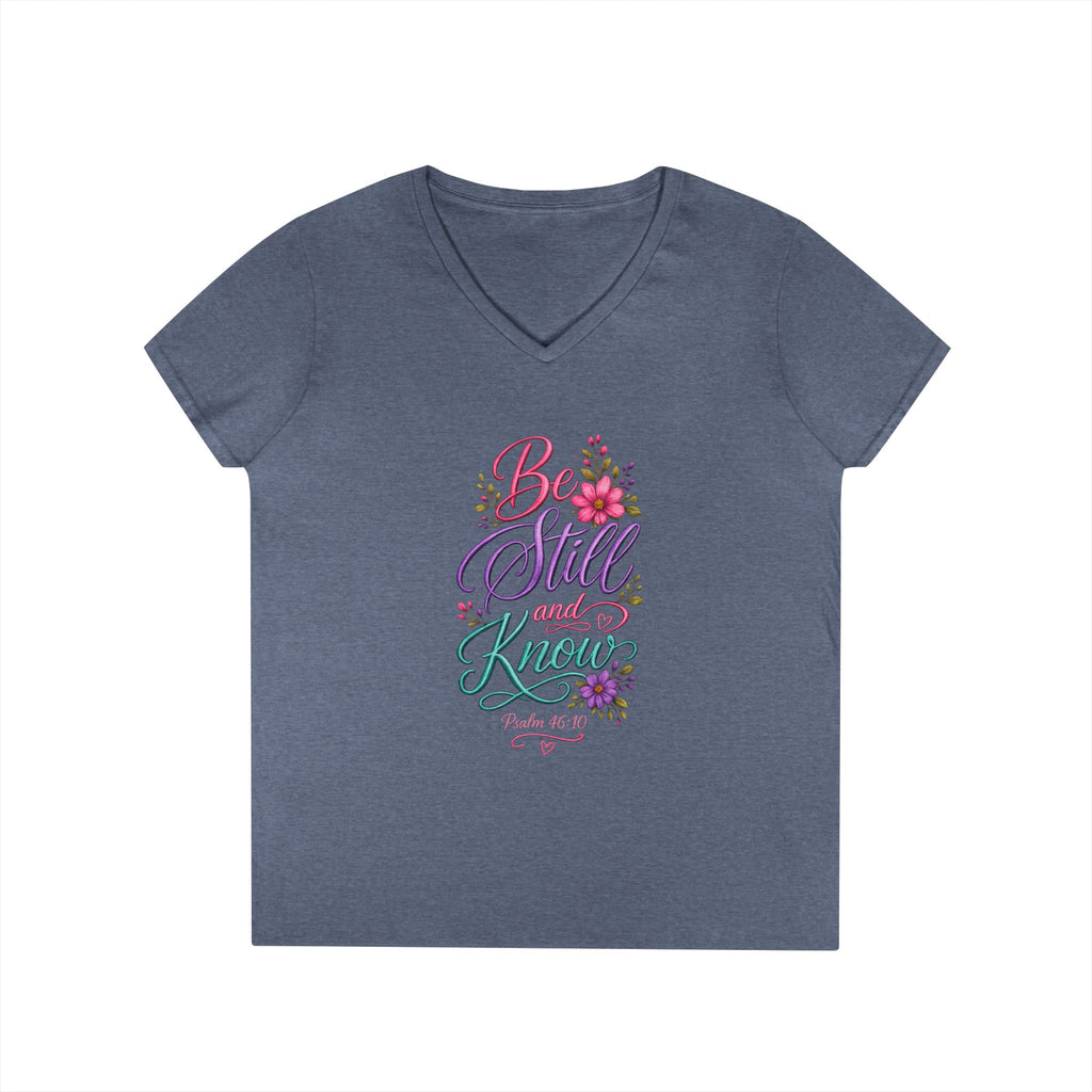 Be Still and Know Floral V-Neck T-Shirt