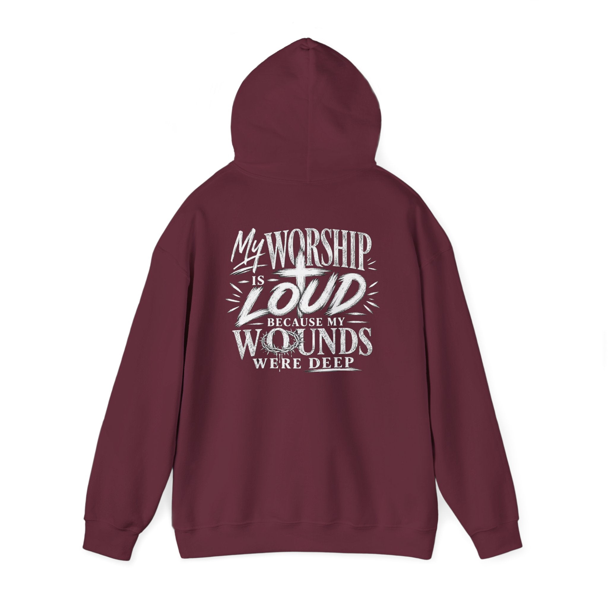 Floral Christian Hoodie — "My Worship Is Loud Because My Wounds Were Deep"