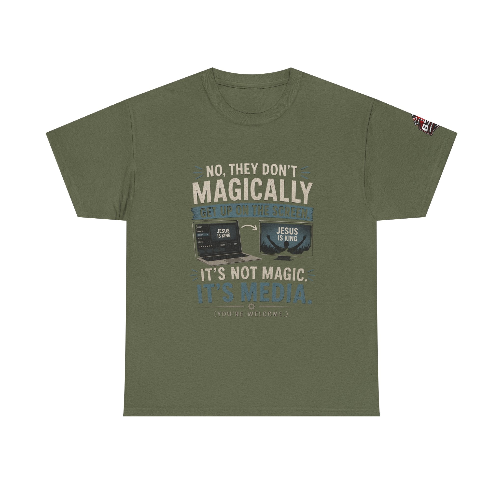 Church Media, Not Magic! Tee — Cheeky Church Media Leader Graphic T-Shirt