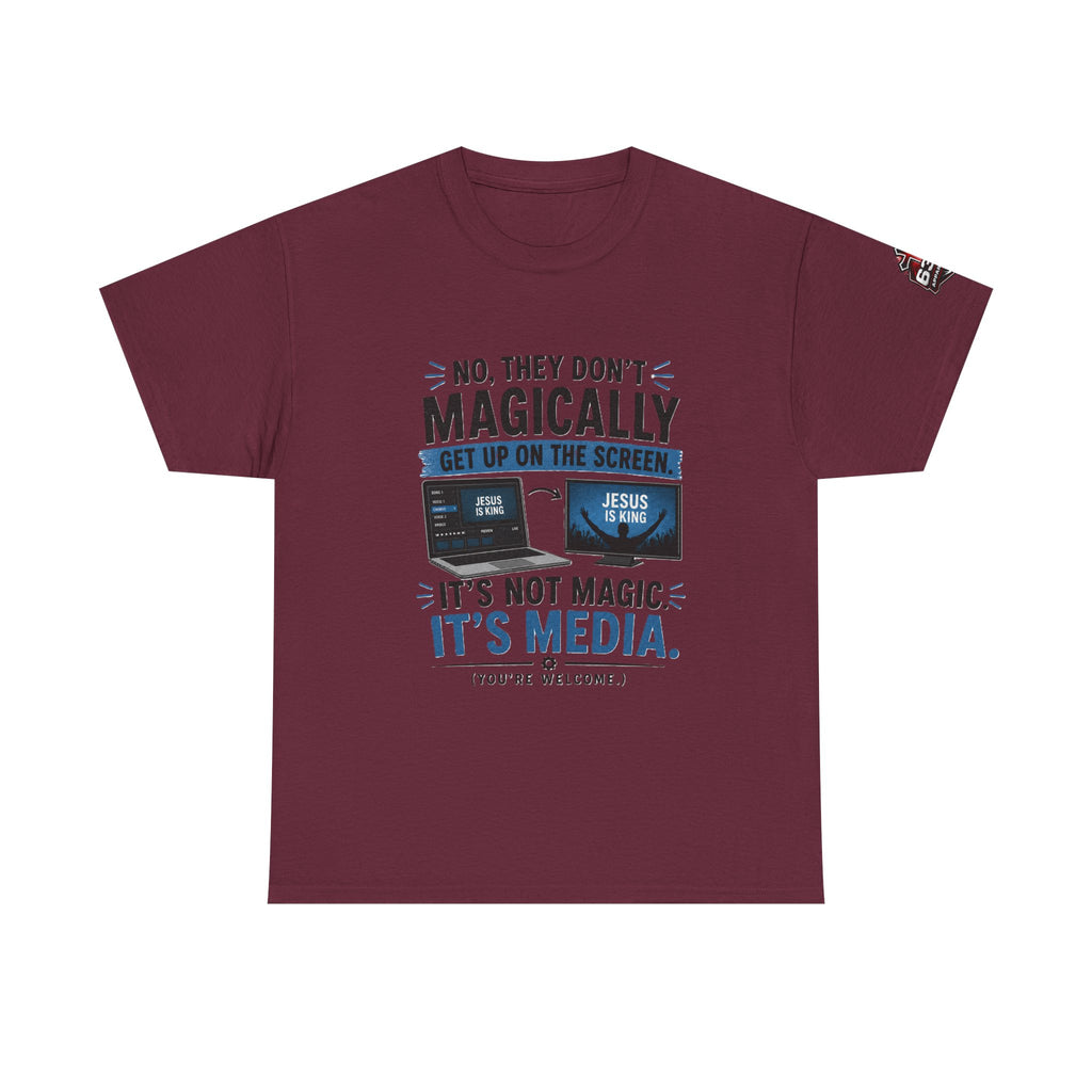 Church Media, Not Magic! Tee — Cheeky Church Media Leader Graphic T-Shirt