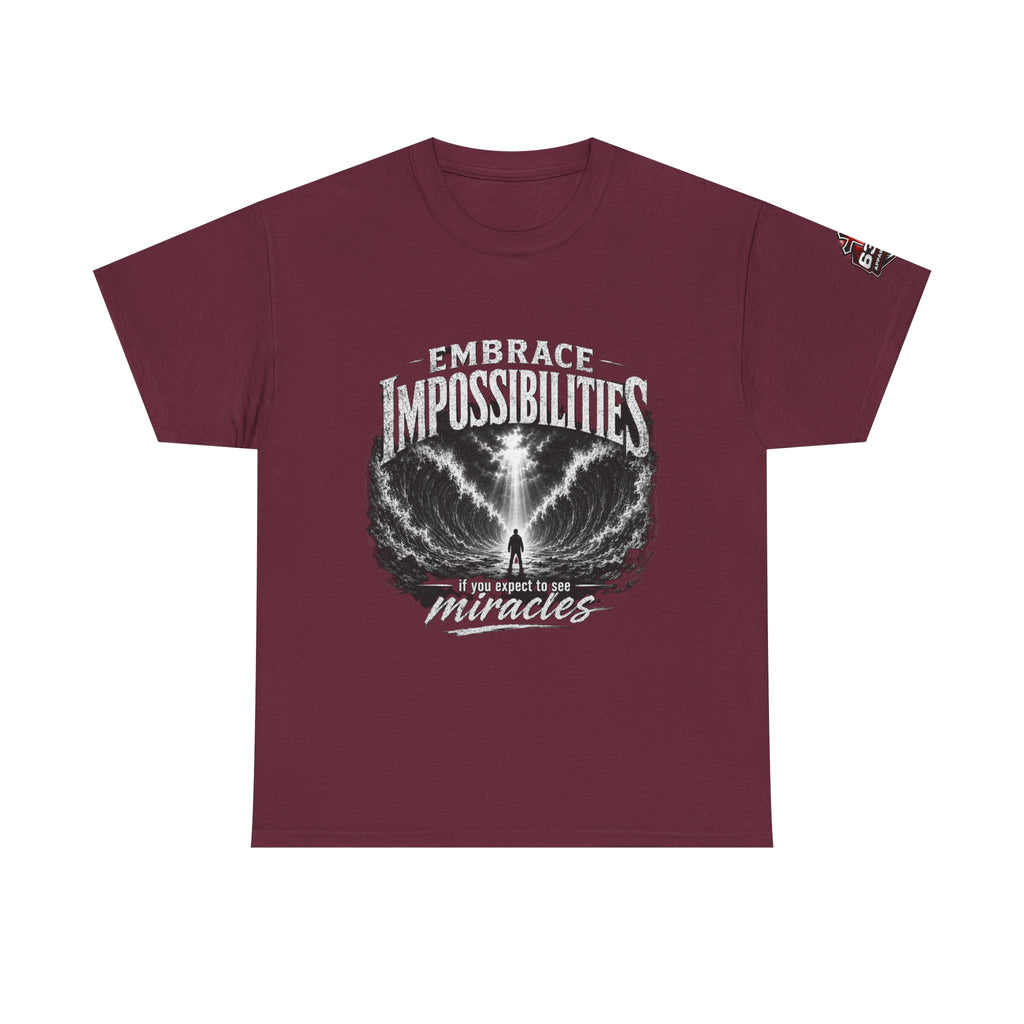 Moses Parting the Red Sea Tee — "Embrace Impossibilities" Inspirational Christian T‑Shirt