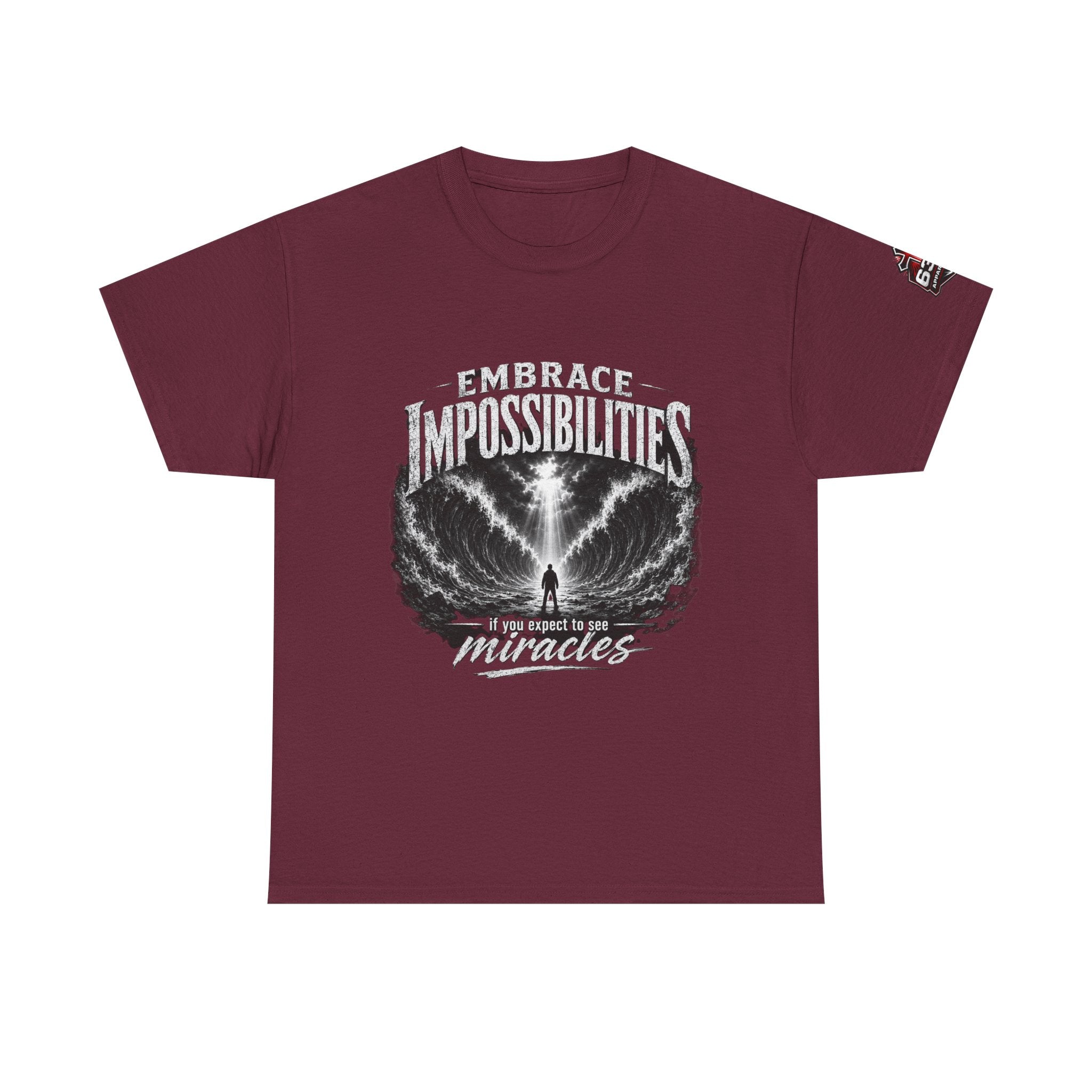 Moses Parting the Red Sea Tee — "Embrace Impossibilities" Inspirational Christian T‑Shirt
