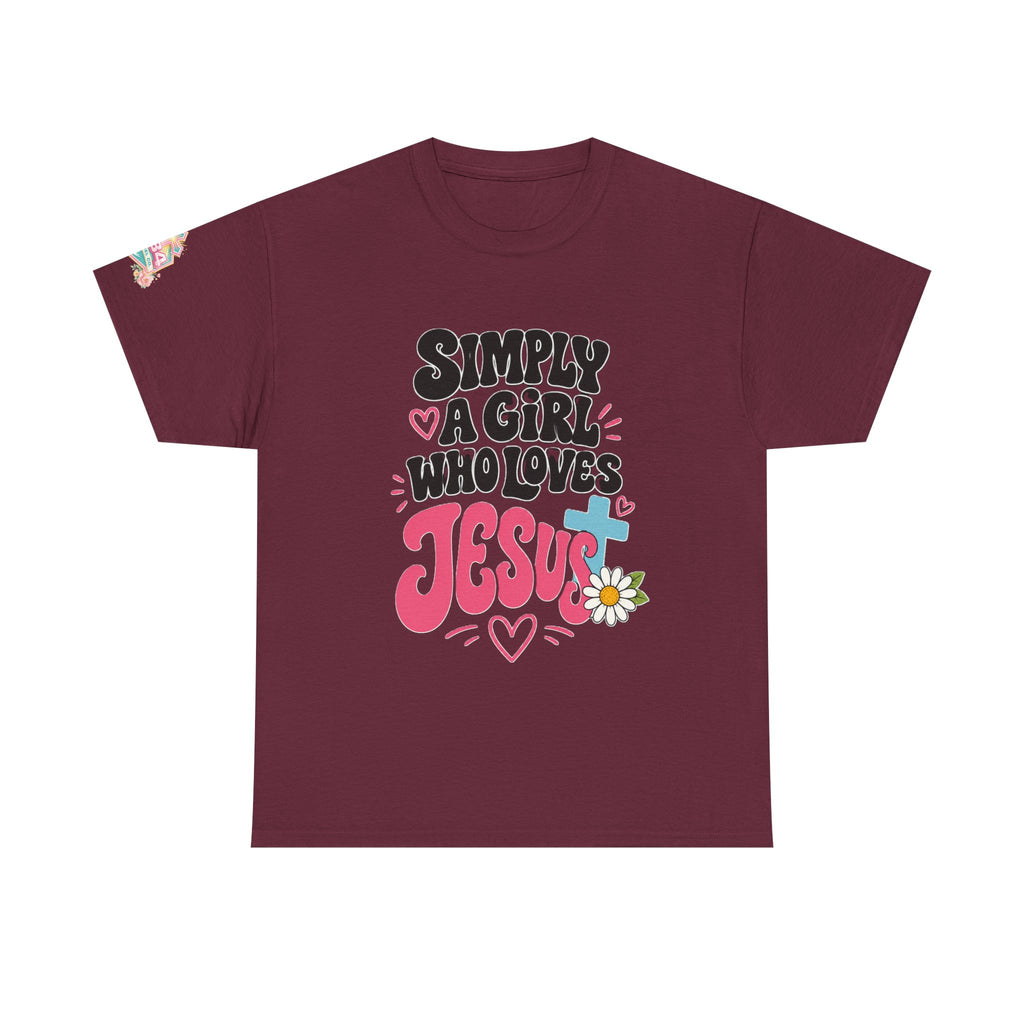 Girl Who Loves Jesus Floral Tee — Bright Colorful Christian Faith Shirt