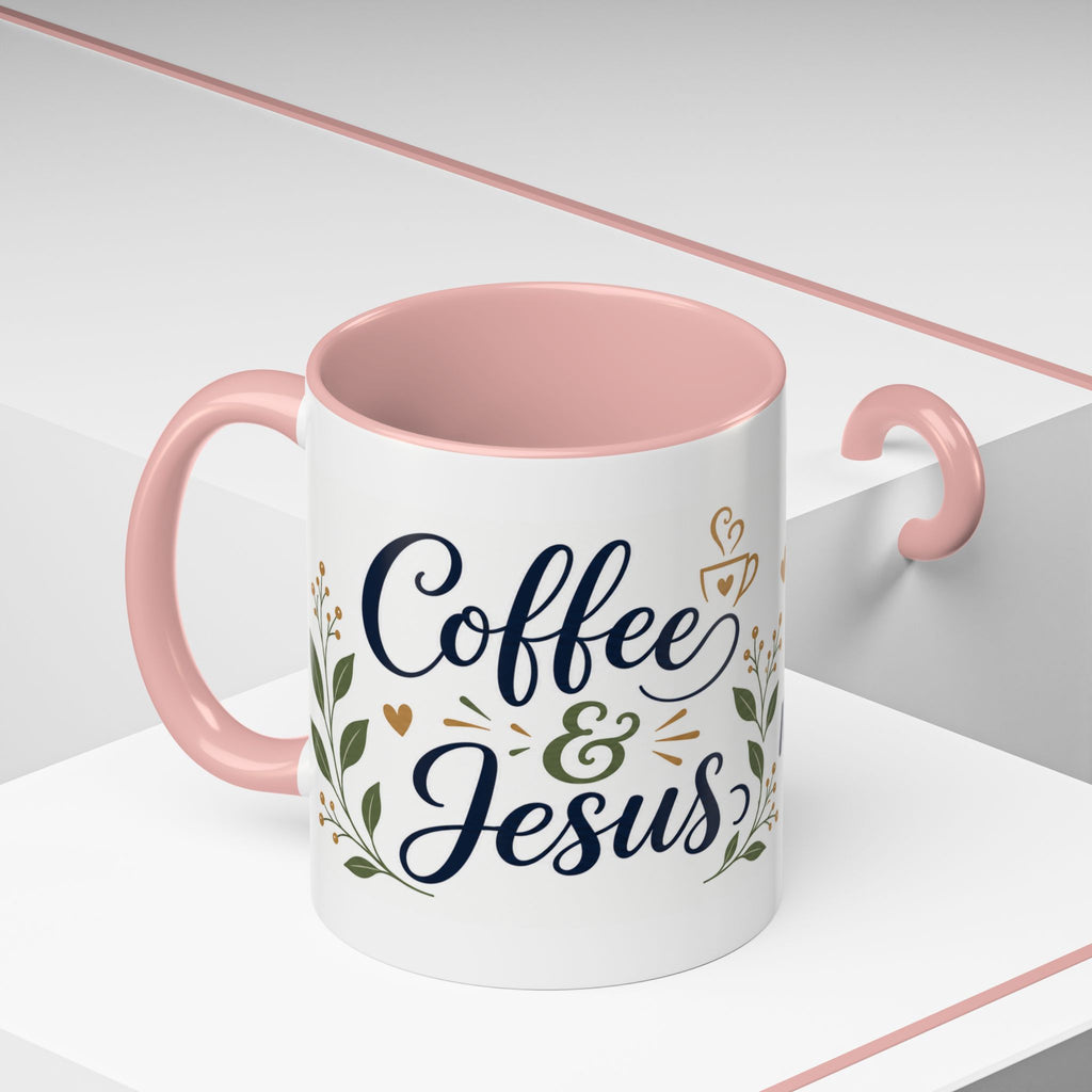 Coffee & Jesus Morning Mug — “Coffee and Jesus are how i start my morning” Accent Coffee Mug (11/15 oz)
