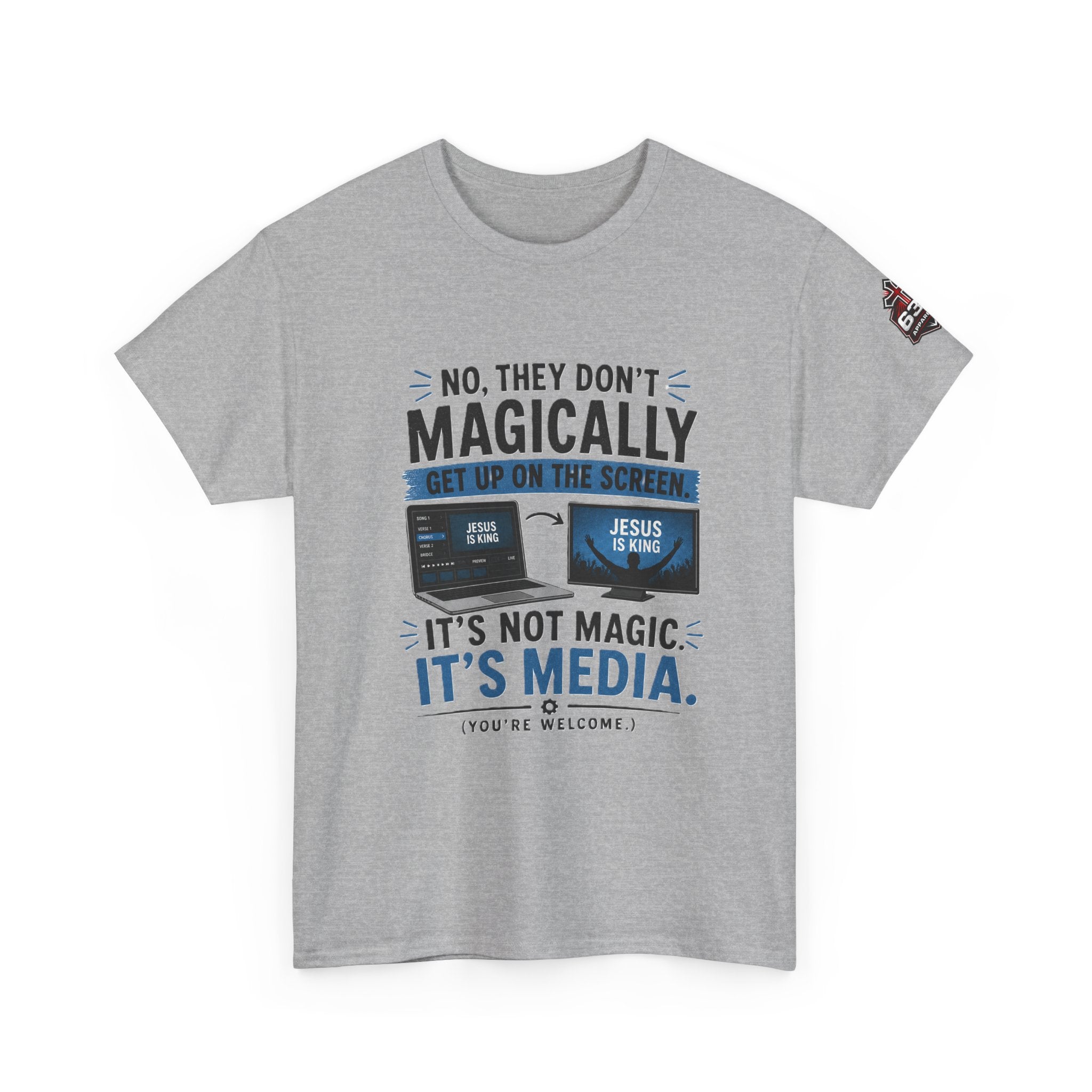 Church Media, Not Magic! Tee — Cheeky Church Media Leader Graphic T-Shirt