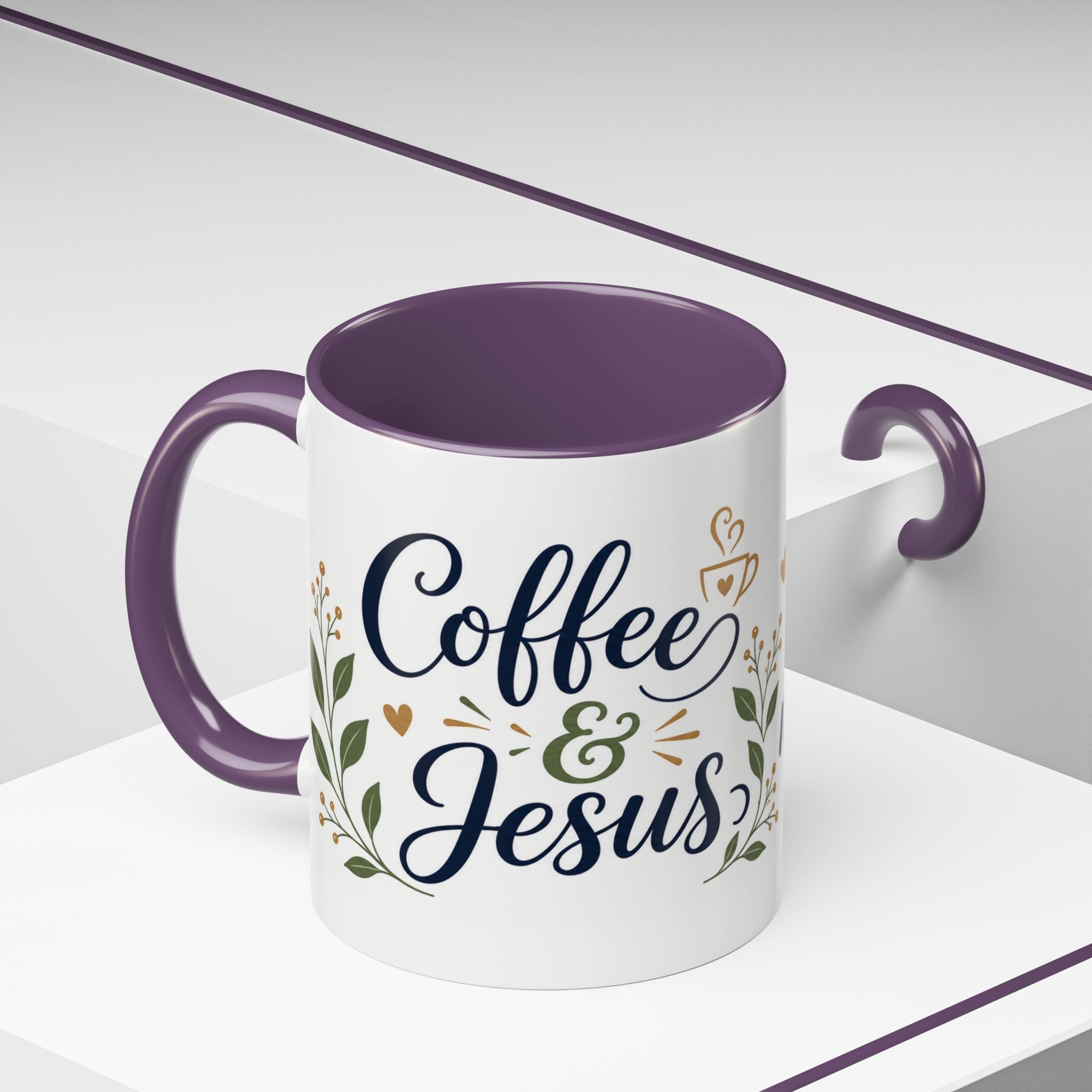 Coffee & Jesus Morning Mug — “Coffee and Jesus are how i start my morning” Accent Coffee Mug (11/15 oz)