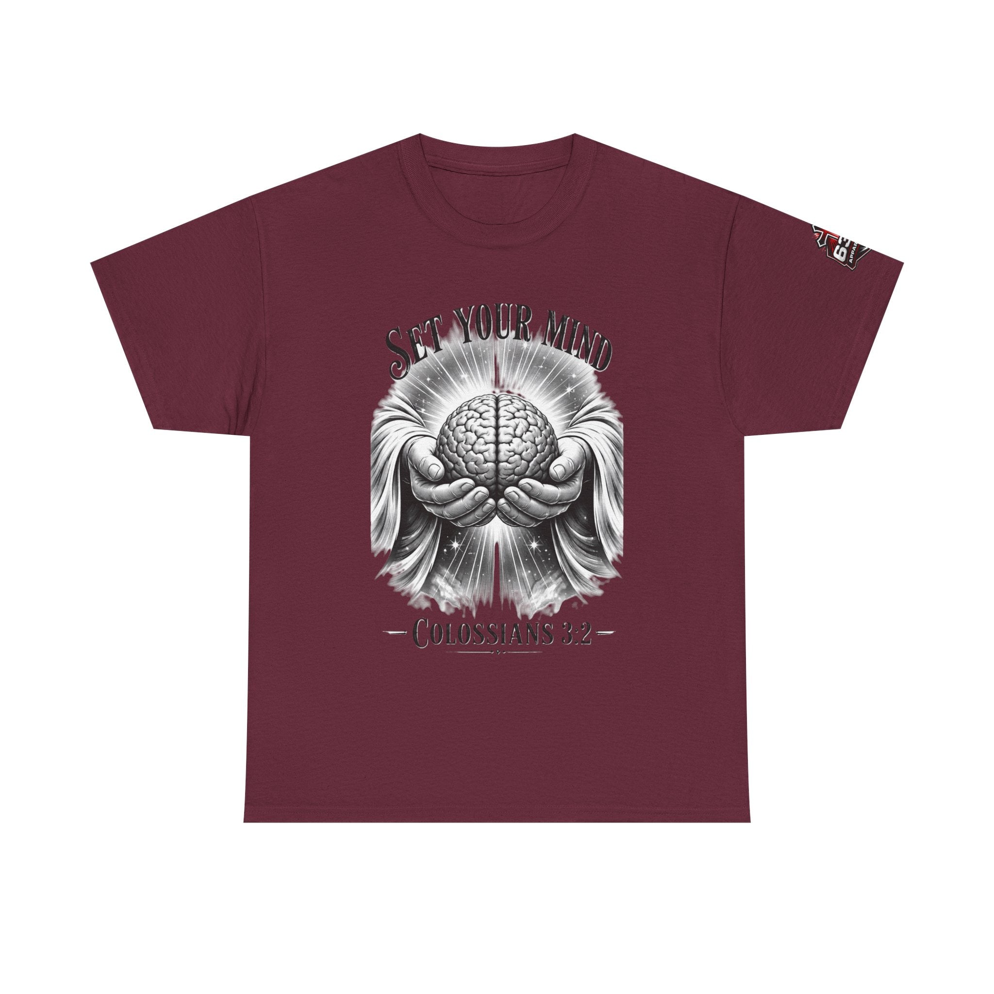 Set Your Mind Colossians Tee — Brain in God’s Hands Christian T‑Shirt
