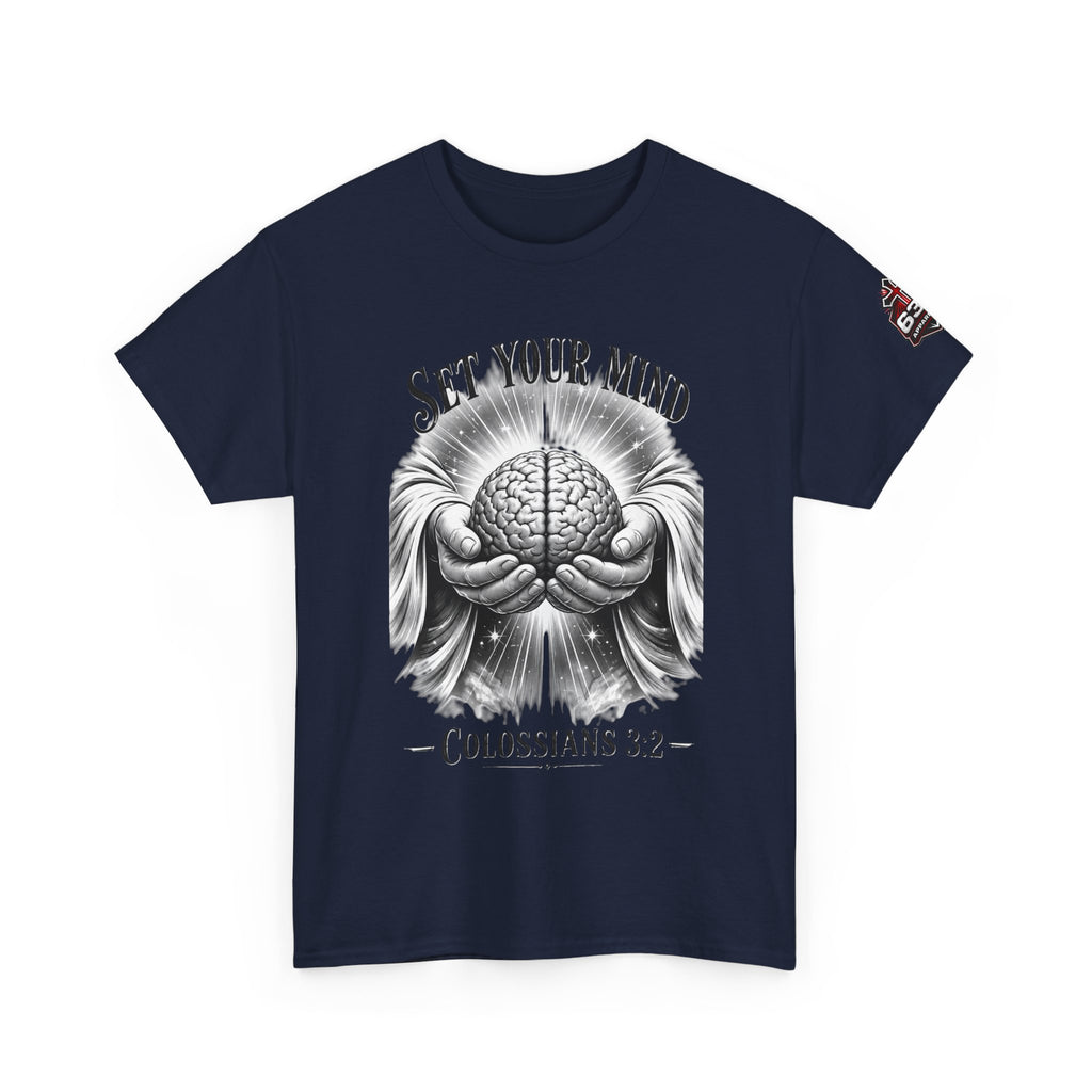 Set Your Mind Colossians Tee — Brain in God’s Hands Christian T‑Shirt