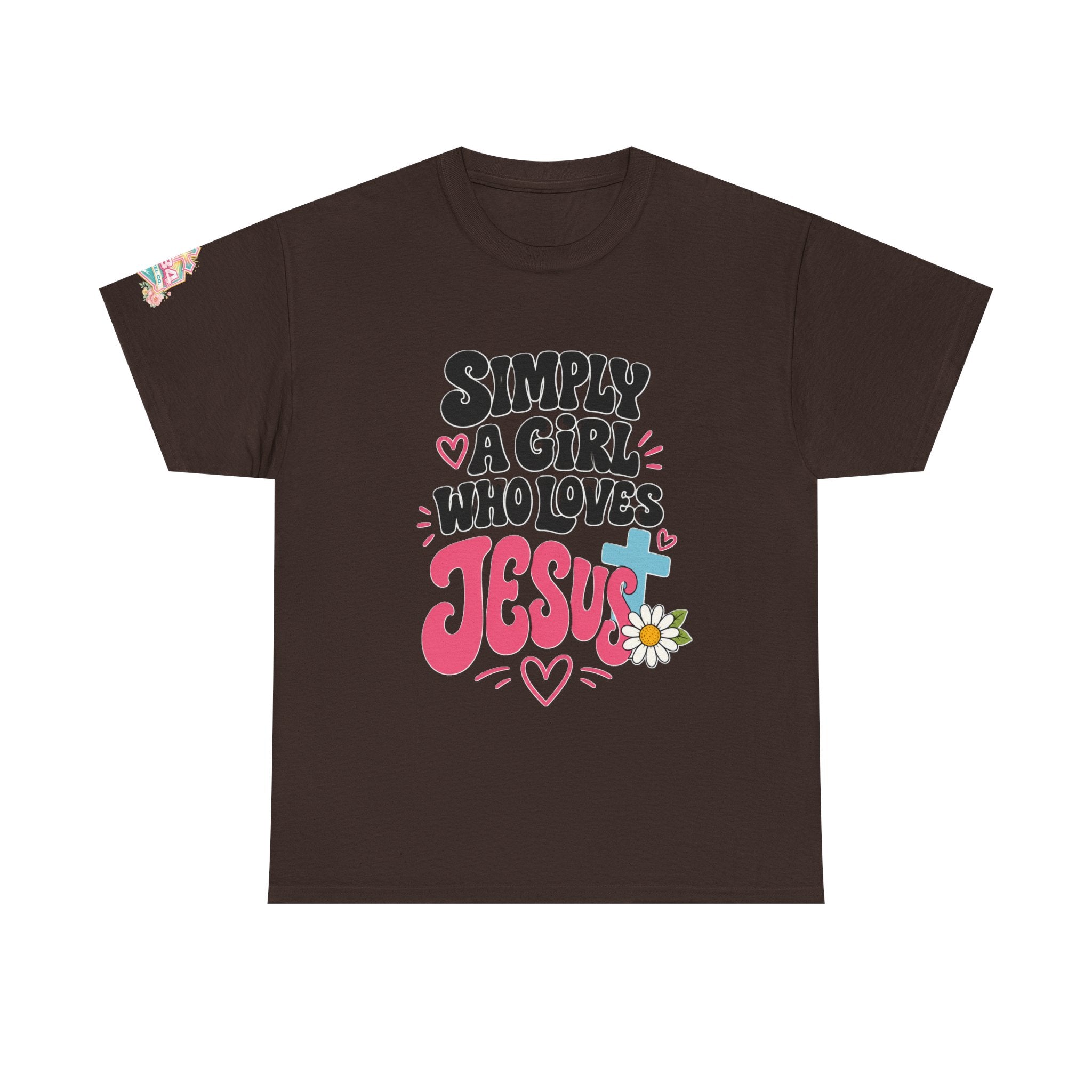 Girl Who Loves Jesus Floral Tee — Bright Colorful Christian Faith Shirt