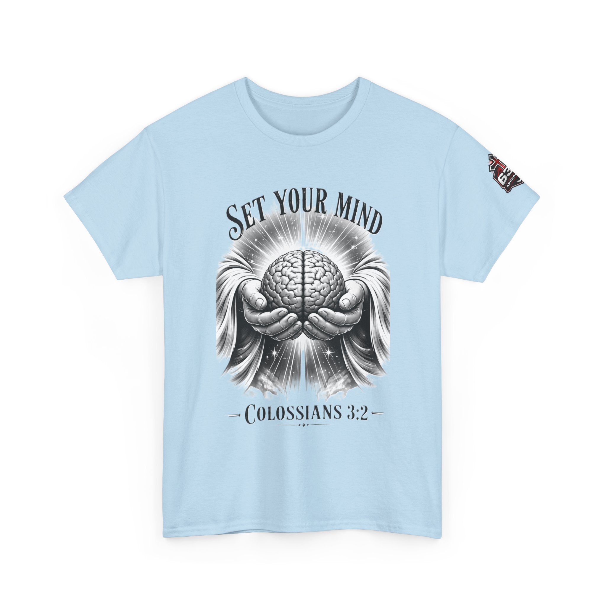 Set Your Mind Colossians Tee — Brain in God’s Hands Christian T‑Shirt